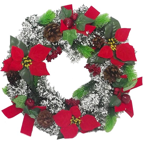 artificial poinsettia wreath