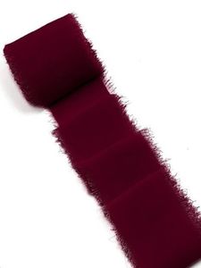 burgundy fringe ribbon with frayed edges