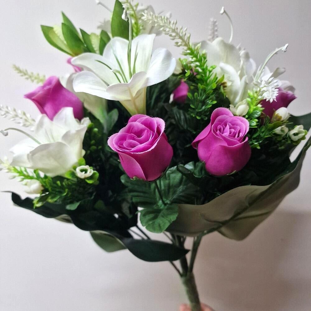 artificial easter lily flower bouquet lilac