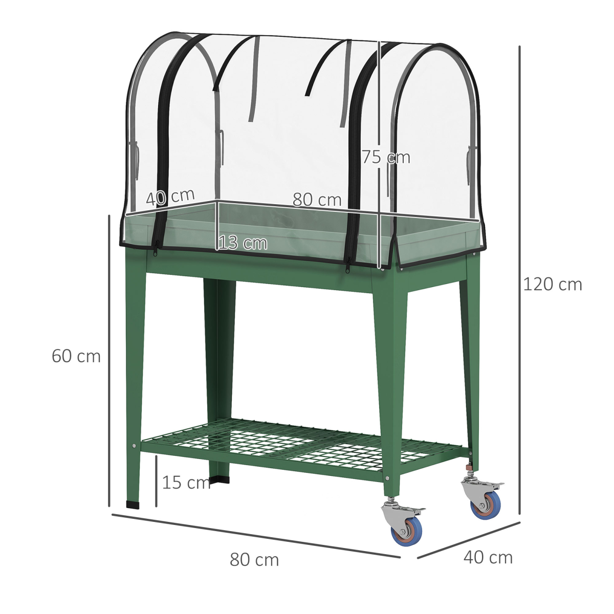 Mobile Raised Garden Bed with Greenhouse Cover