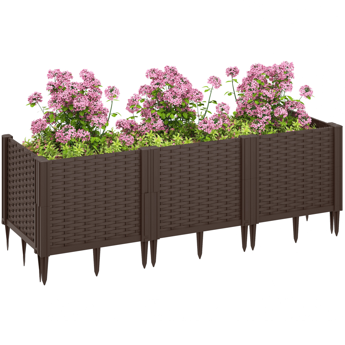 Plastic Planter Box Kit, Modular Raised Bed for Flowers