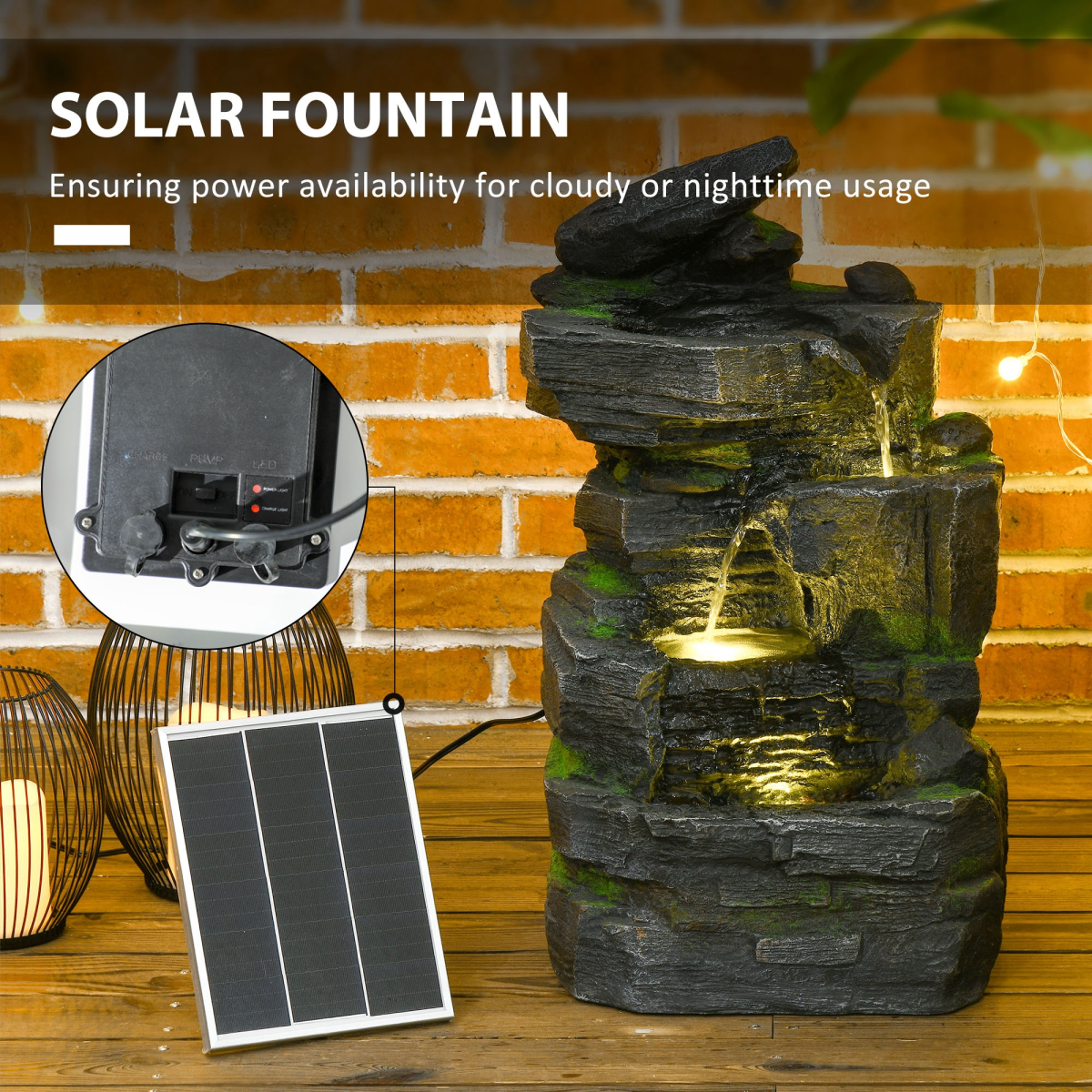 garden water fountain solar