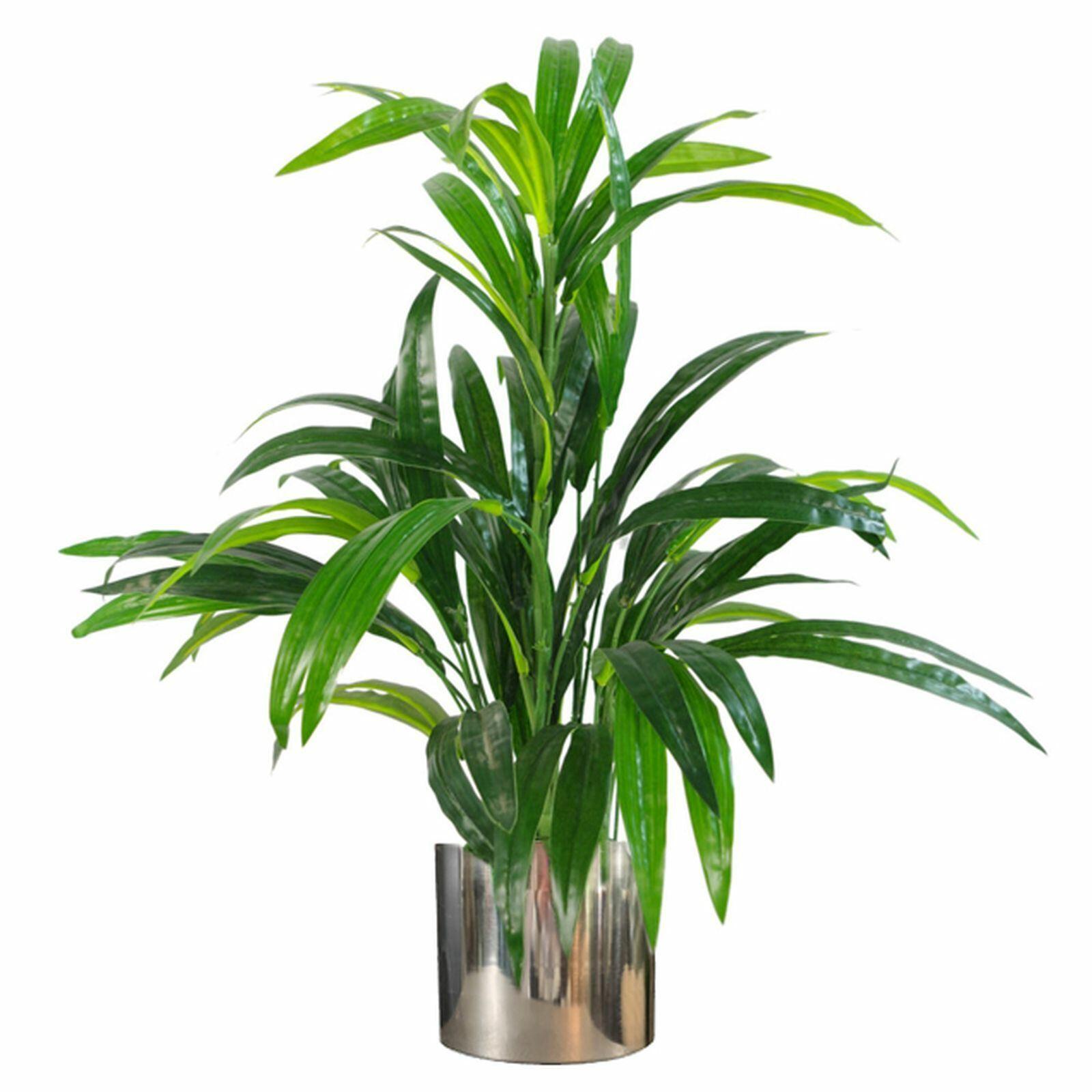Artificial Large Leaf Bamboo Plant with Silver Planter
