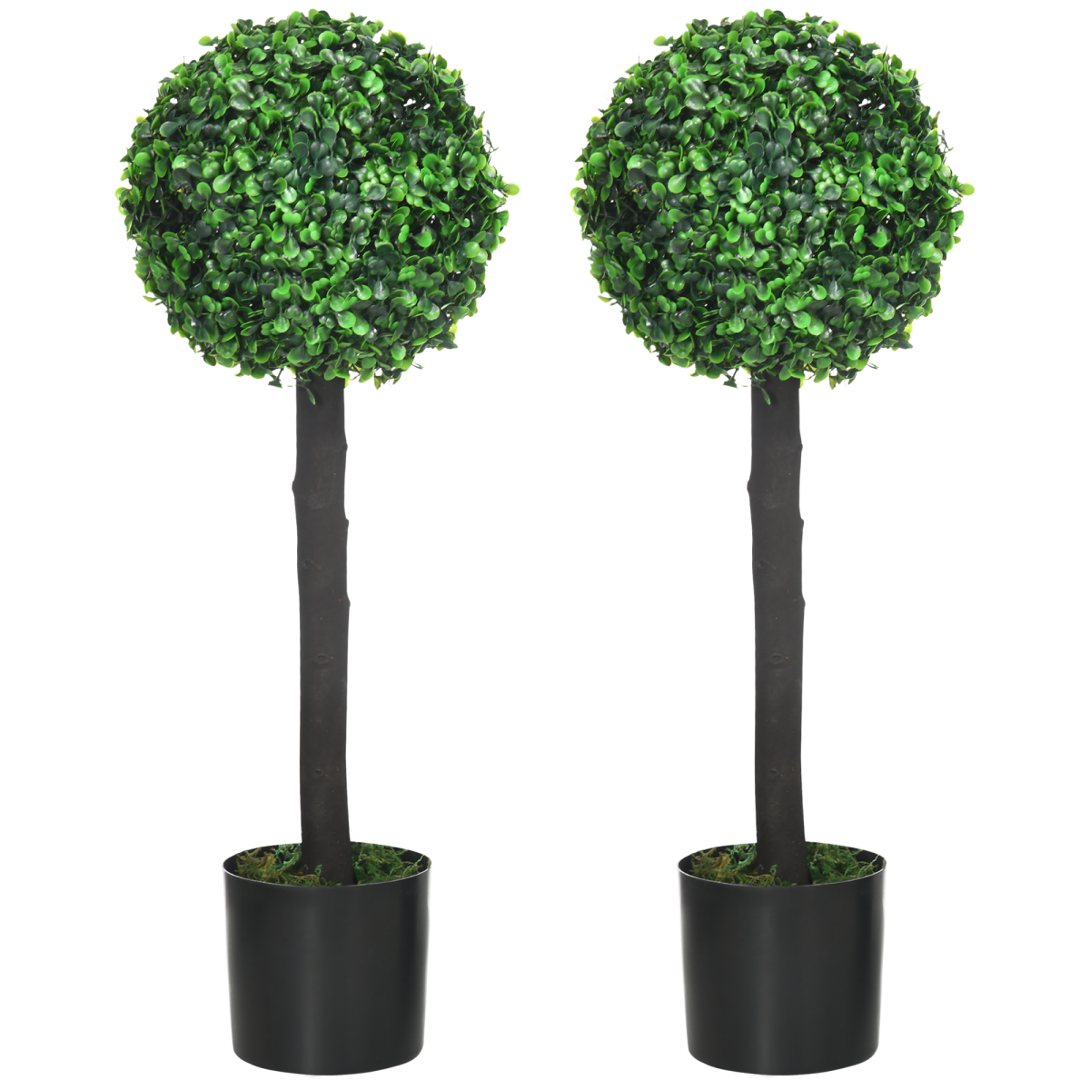 2 Potted Artificial Plants Boxwood Ball Trees Outdoor, 60cm
