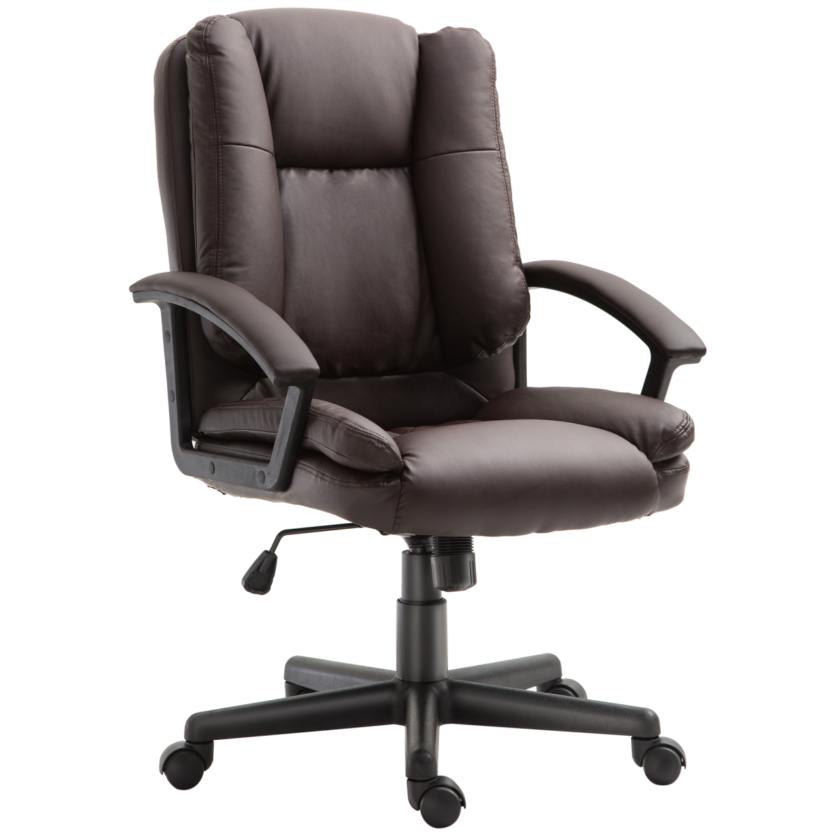 Swivel Executive Office Chair Mid Back PU Leather Chair, Brown