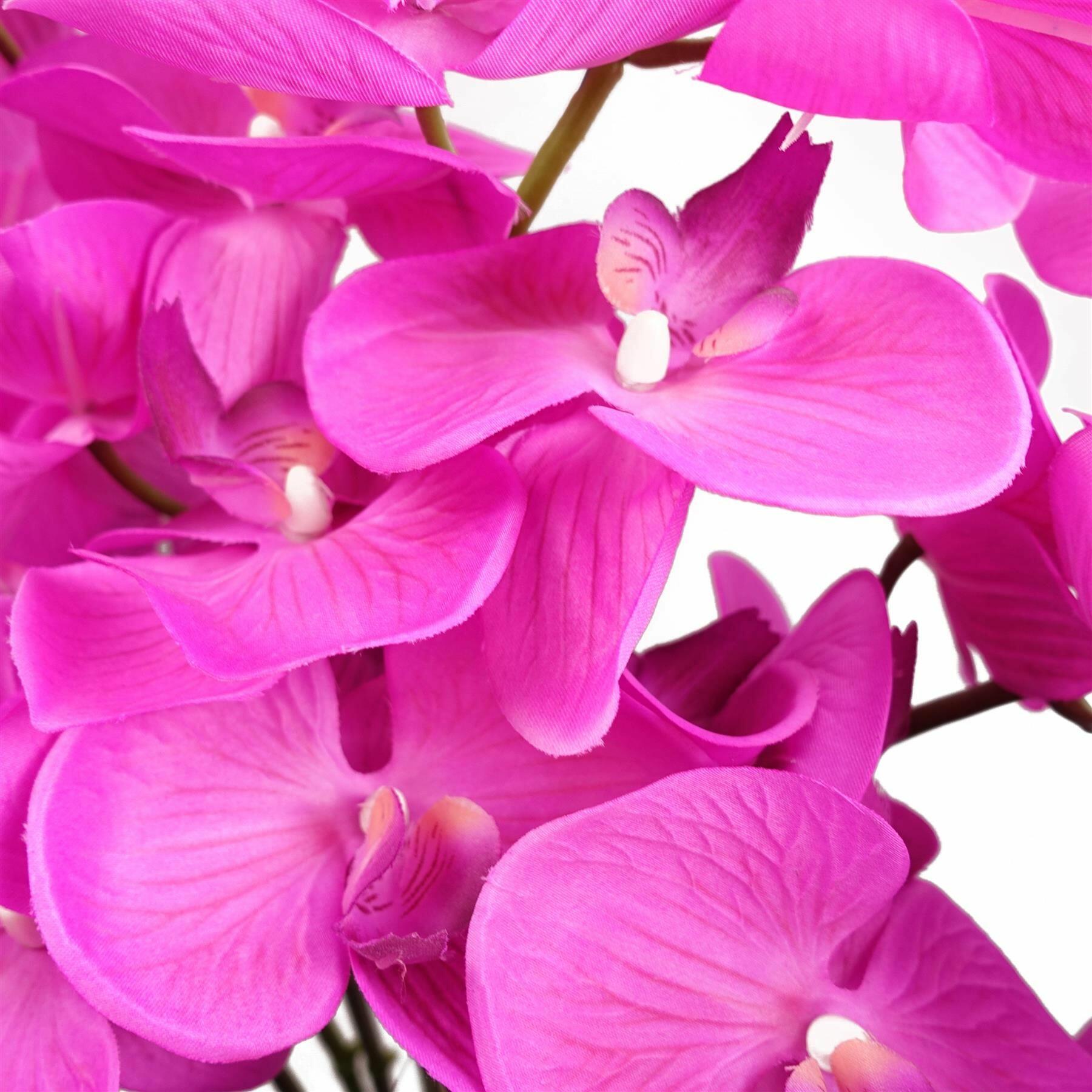 Artificial Deluxe Bush Orchid - Dark Pink with Black Pot