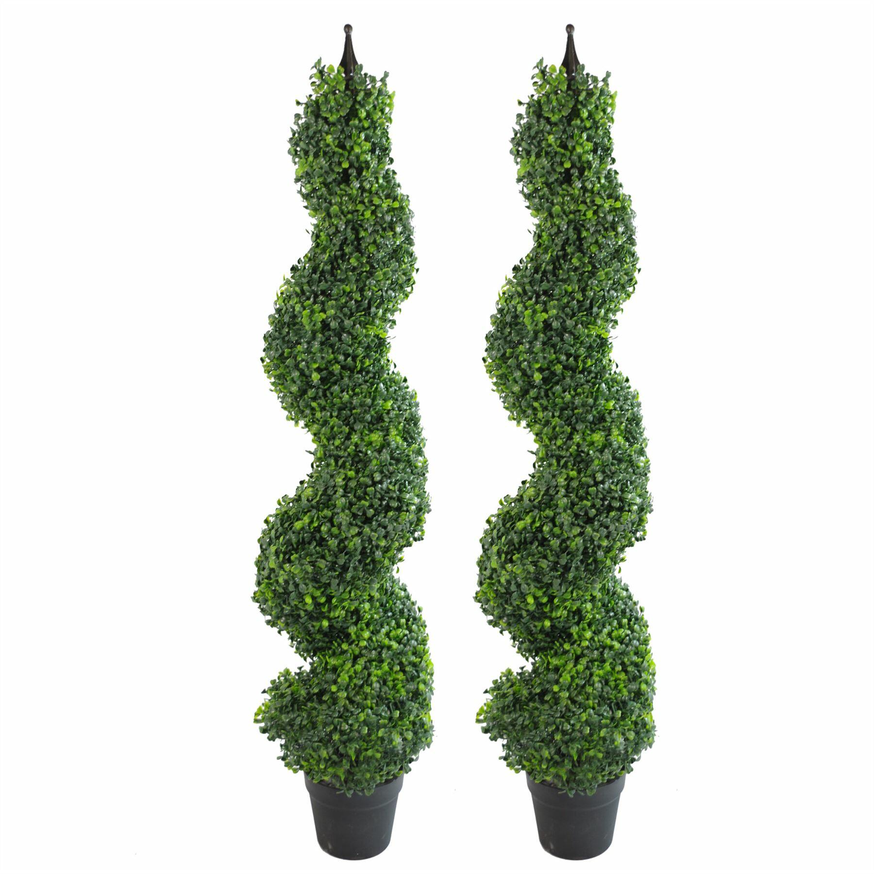 pair of 120cm 4ft tall artificial boxwood tower view 1