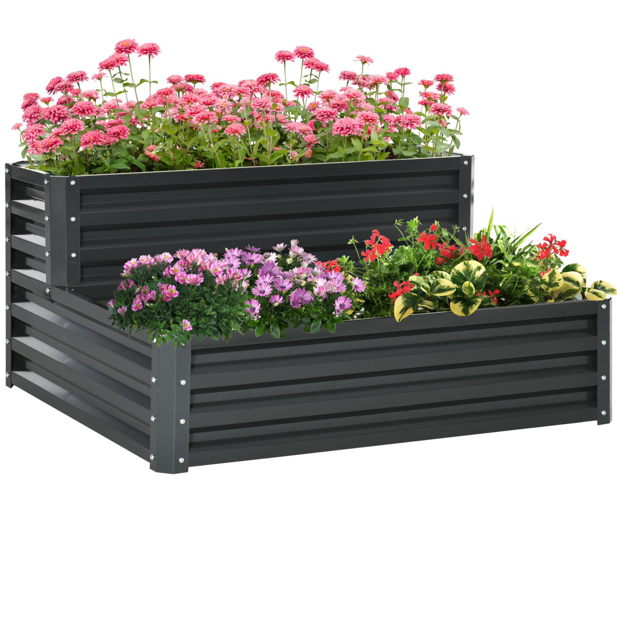 Galvanised Raised Garden Bed Planter Box Dark Grey