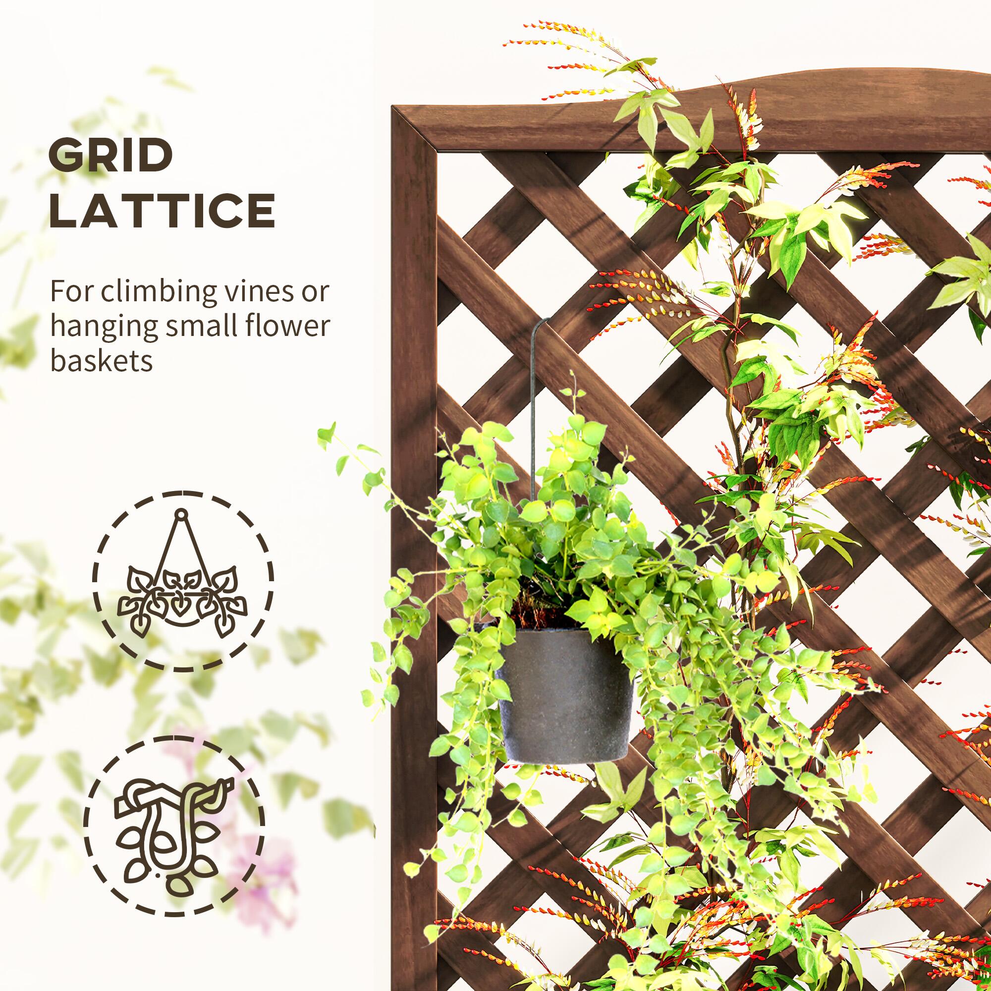 Garden Wooden Planter Box with Trellis Flower Raised Bed