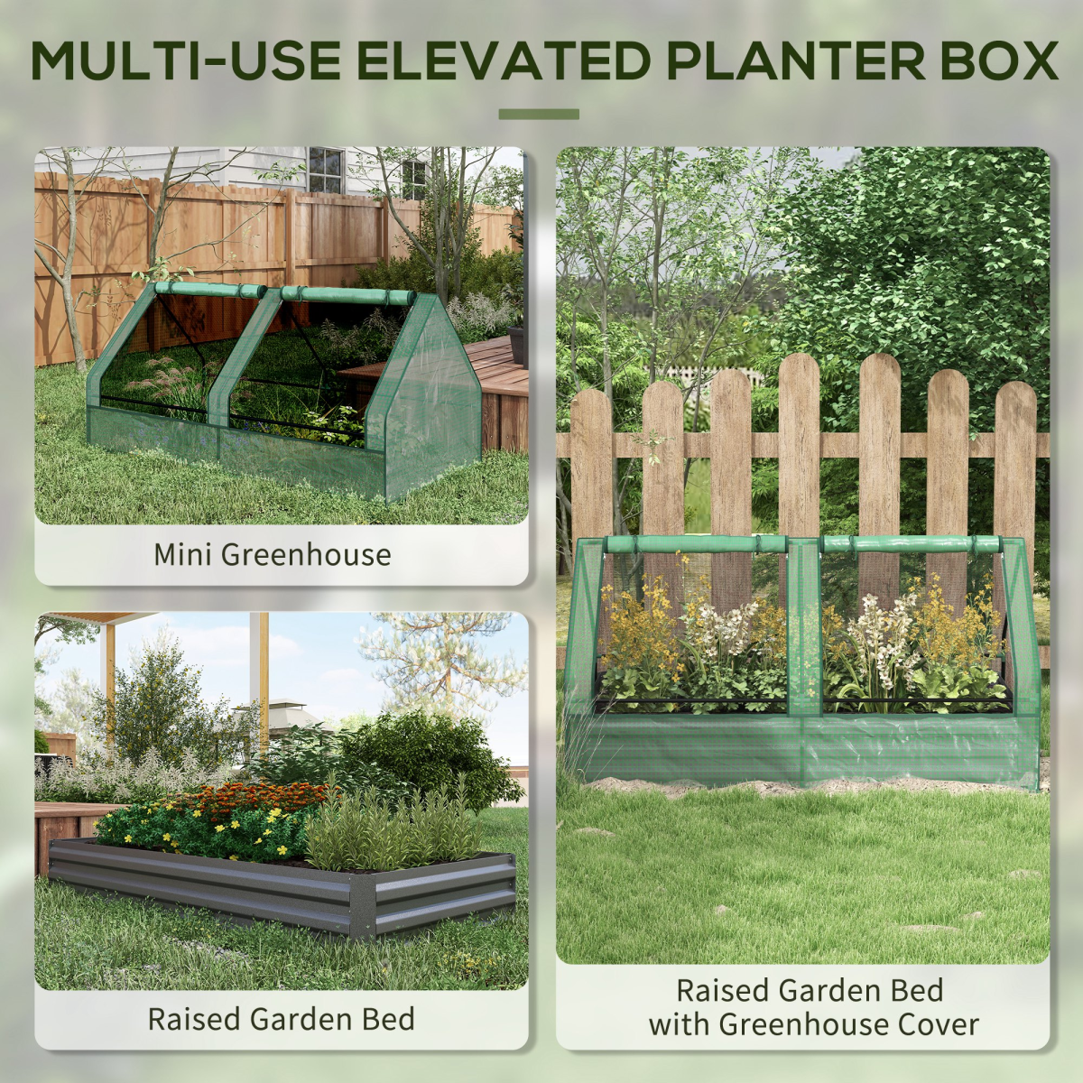 Raised Garden Bed Planter Box with Greenhouse