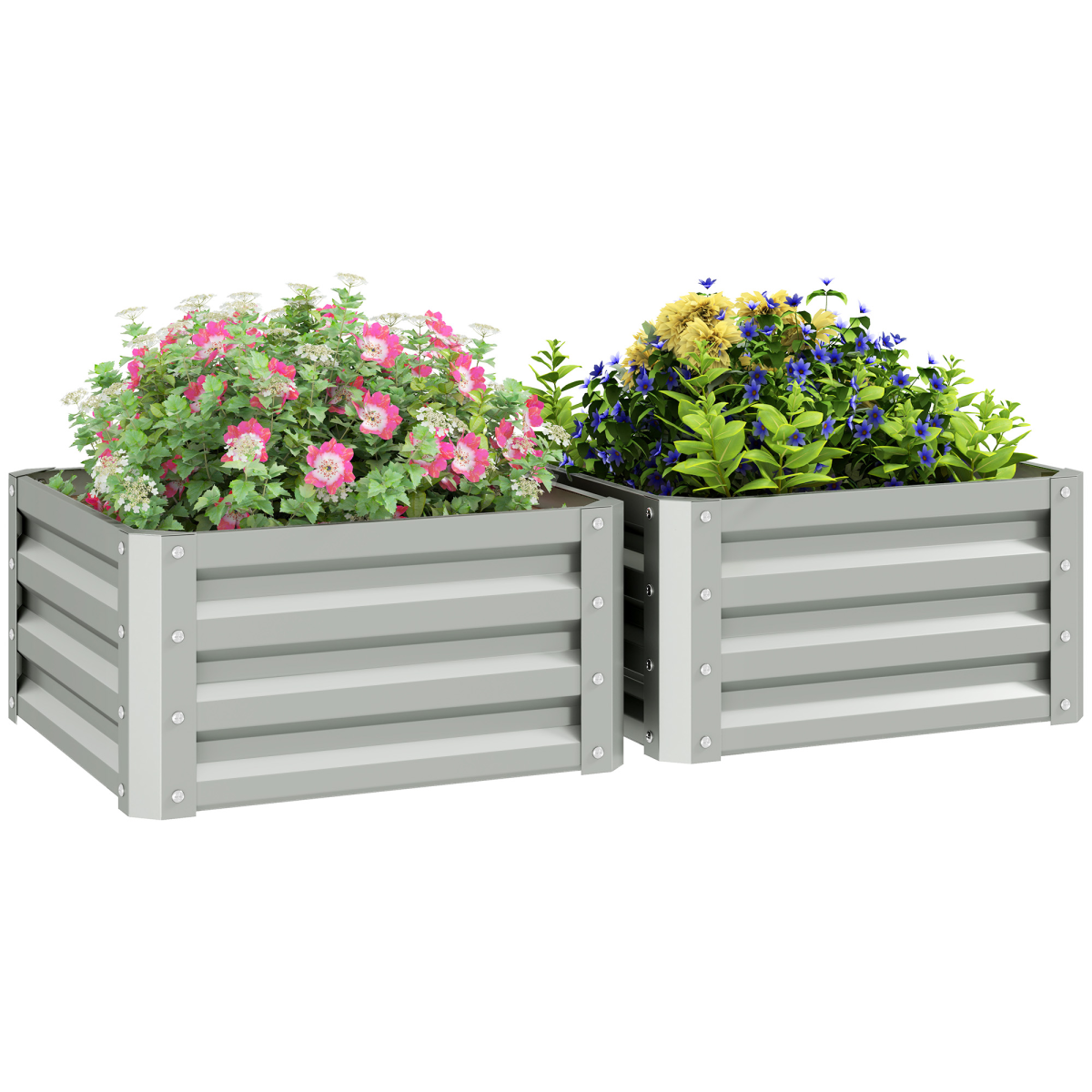 Set of 2 Raised Garden Bed Galvanised Planter Box