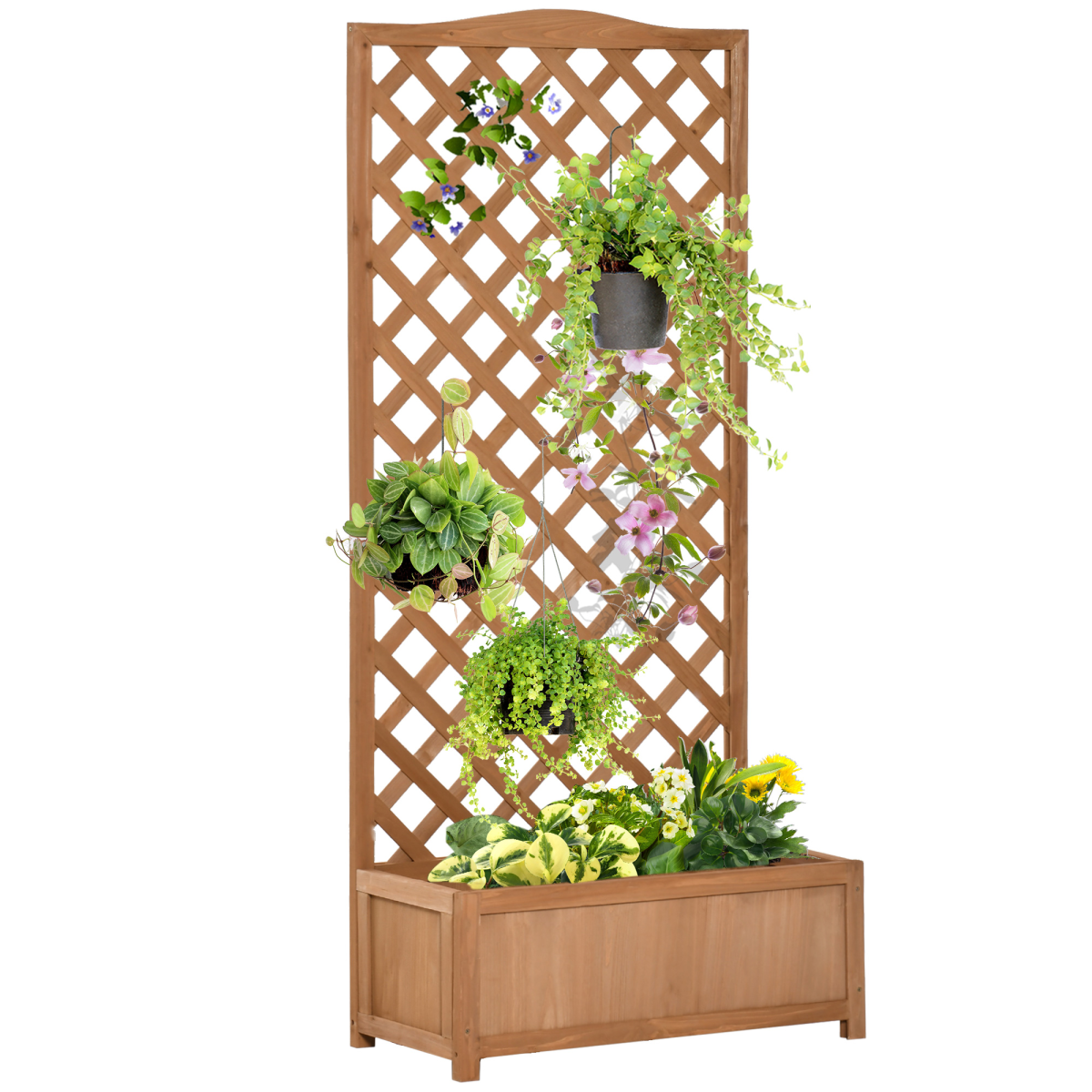 Garden Wooden Planter Box with Trellis