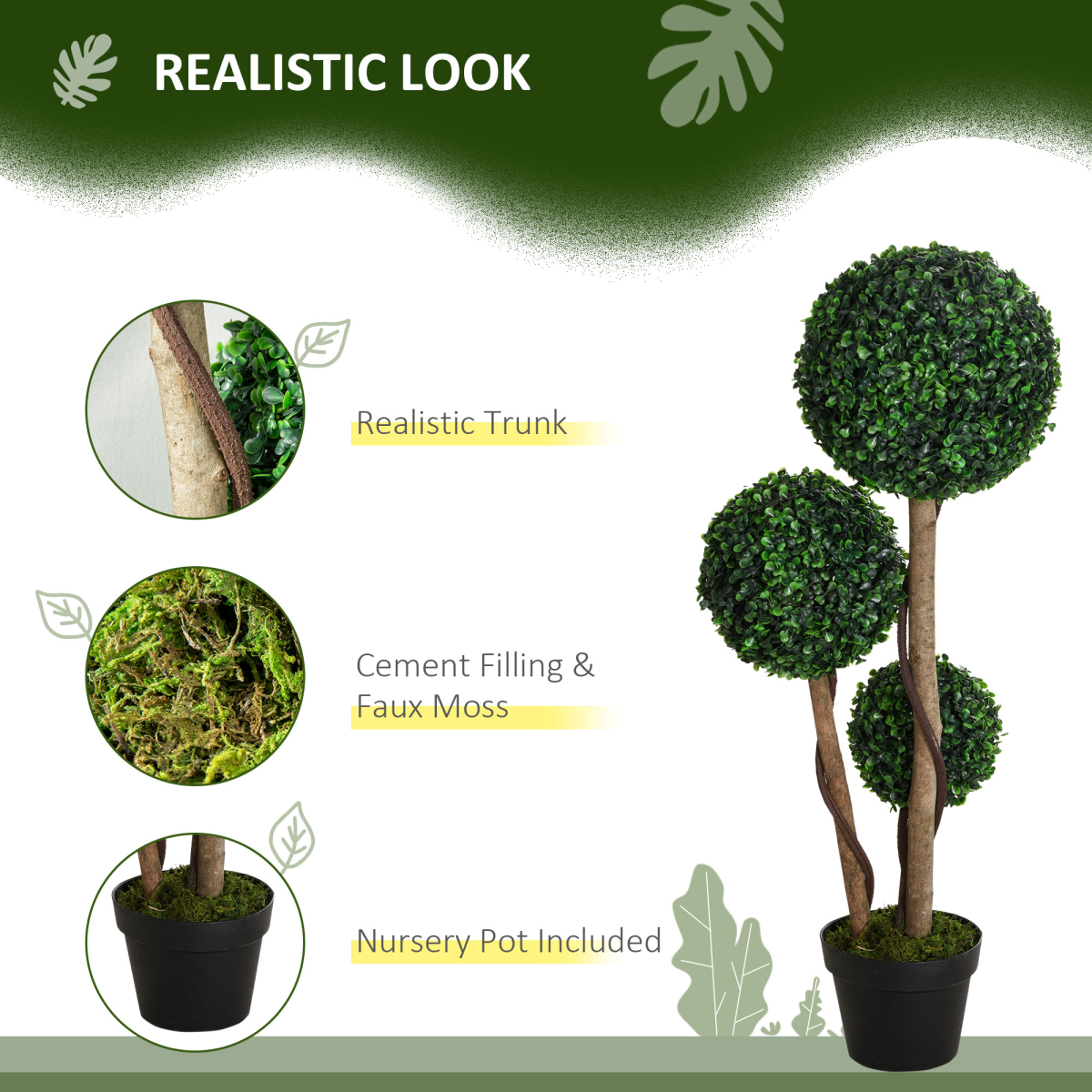 Artificial Plant Boxwood Ball Topiary Tree 90cm