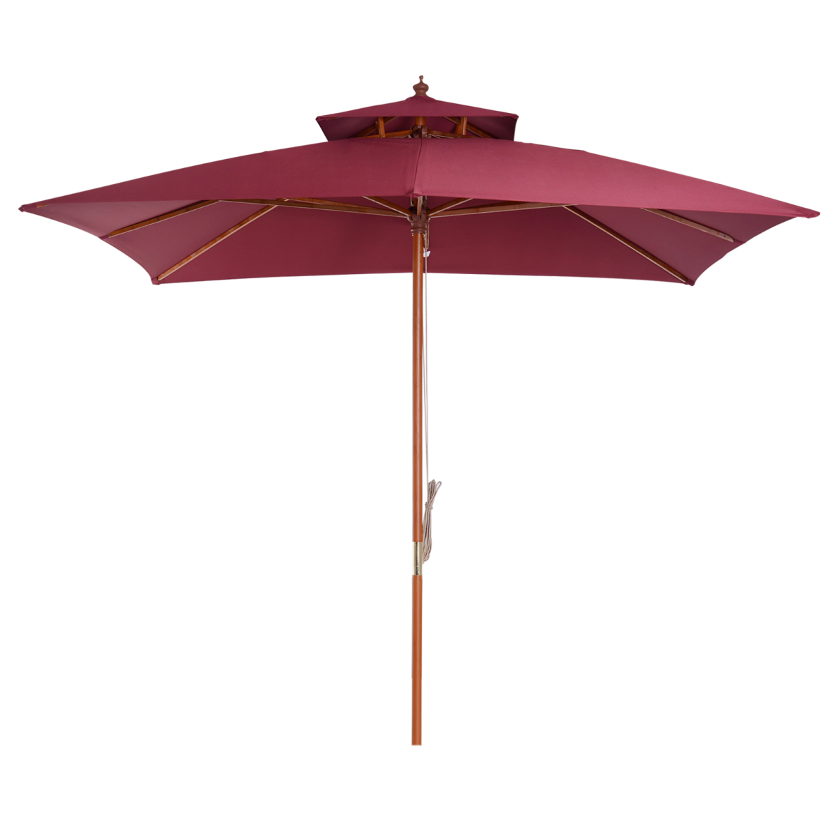 3m Patio Umbrella Bamboo Umbrella Parasol - Wine Red