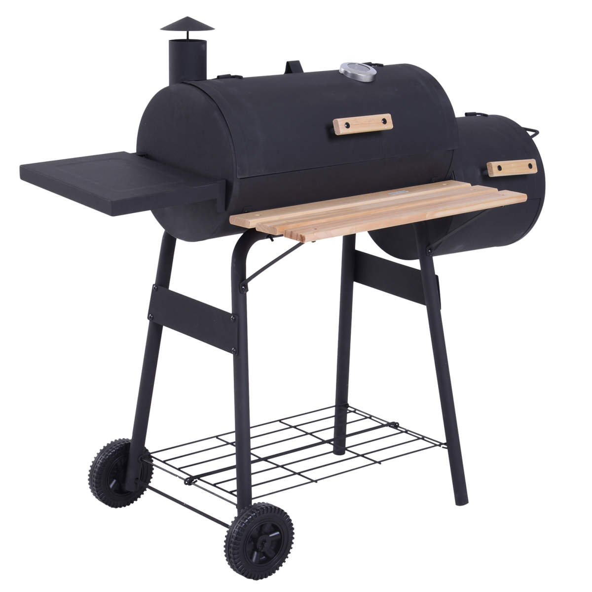 Portable Charcoal BBQ Grill Steel Offset Smoker Combo