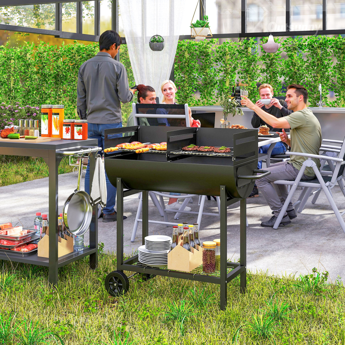 Steel 2-Grill Charcoal BBQ Black