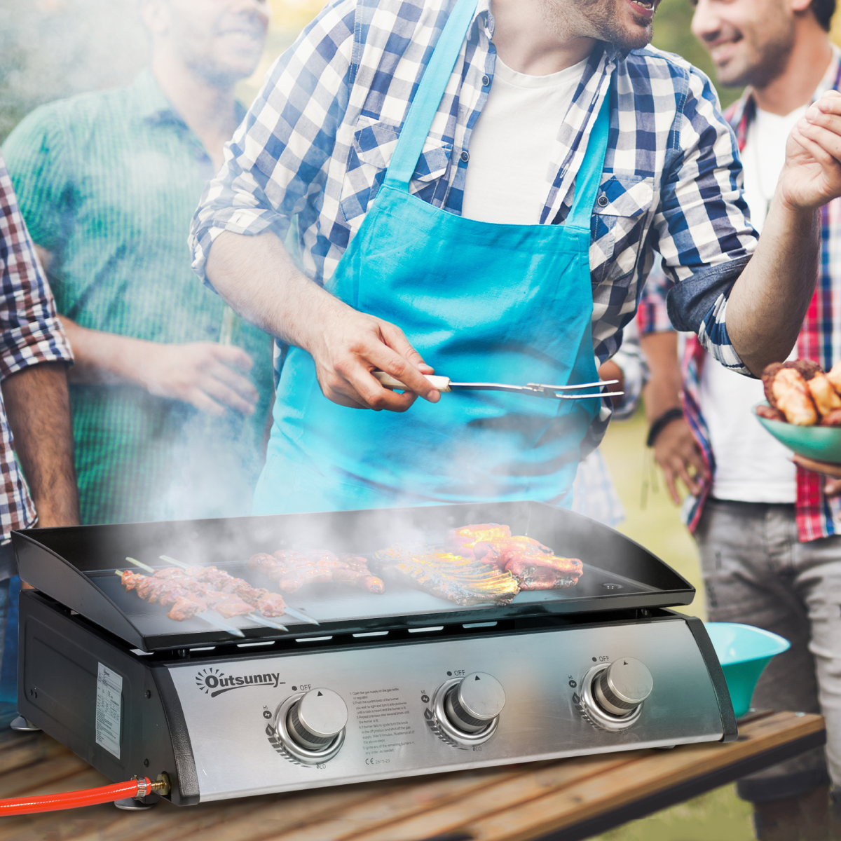 Portable Gas BBQ Grill with 3 Stainless Steel Burner