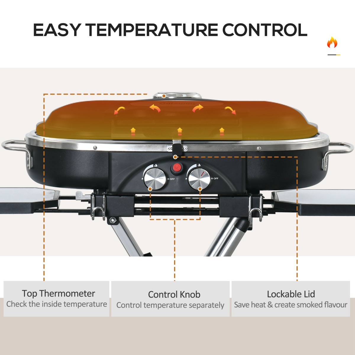 Foldable 2 Burner Gas BBQ Grill Trolley