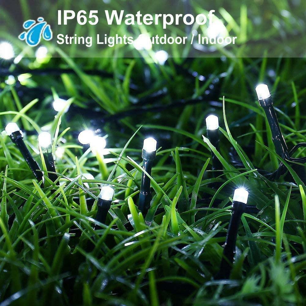 100 LED White Outdoor String Solar Powered Fairy Lights