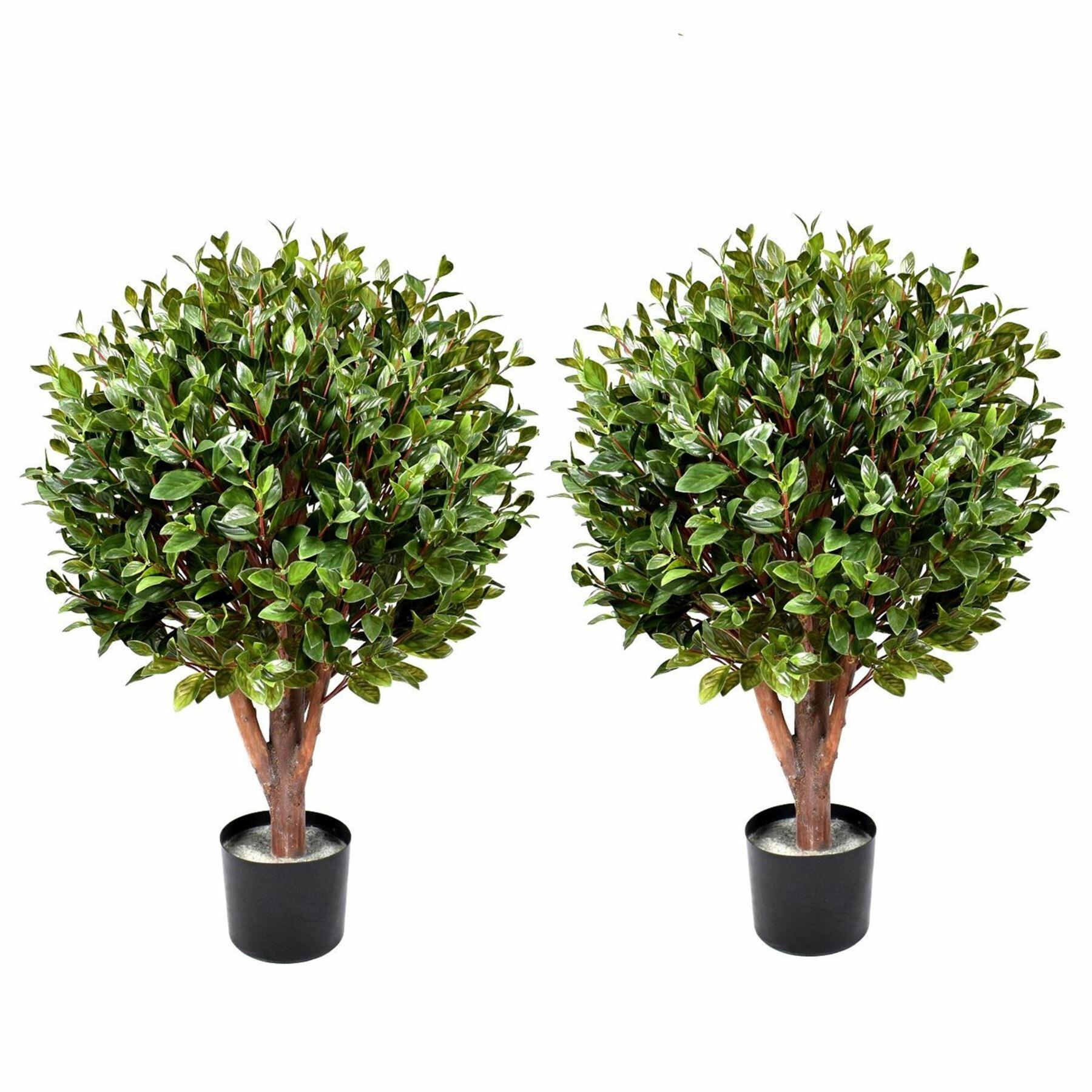 90cm Pair of UV Resistant Gloxinia Ball Topiary Tree