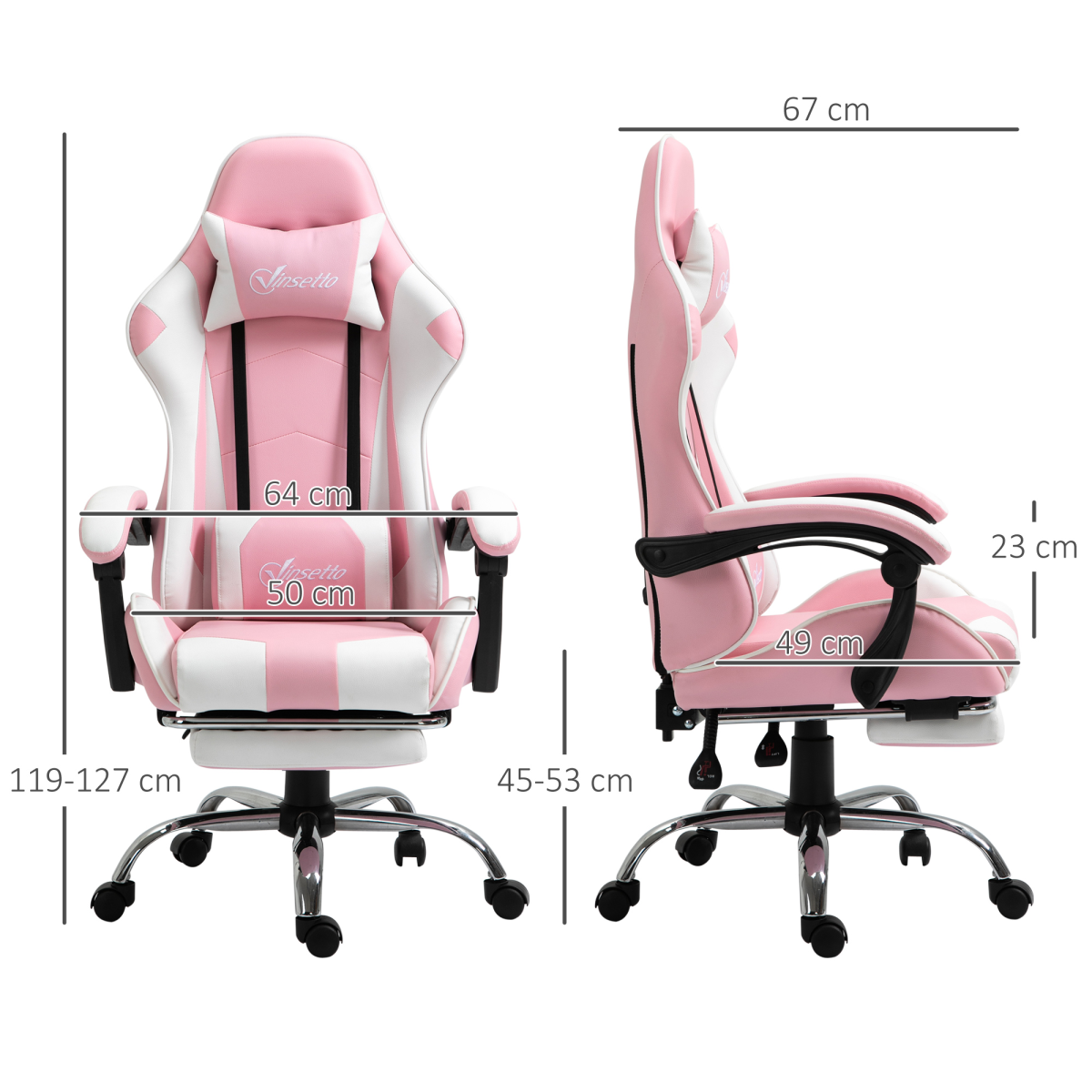 racing gaming chair w lumbar support home office view 3