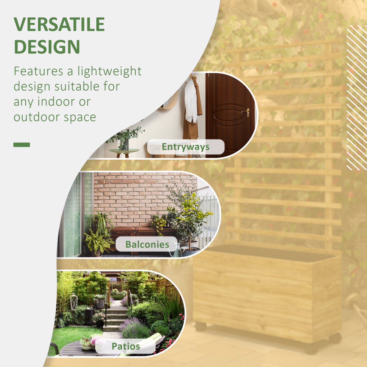 outsunny garden wooden trellis planter box raised bed