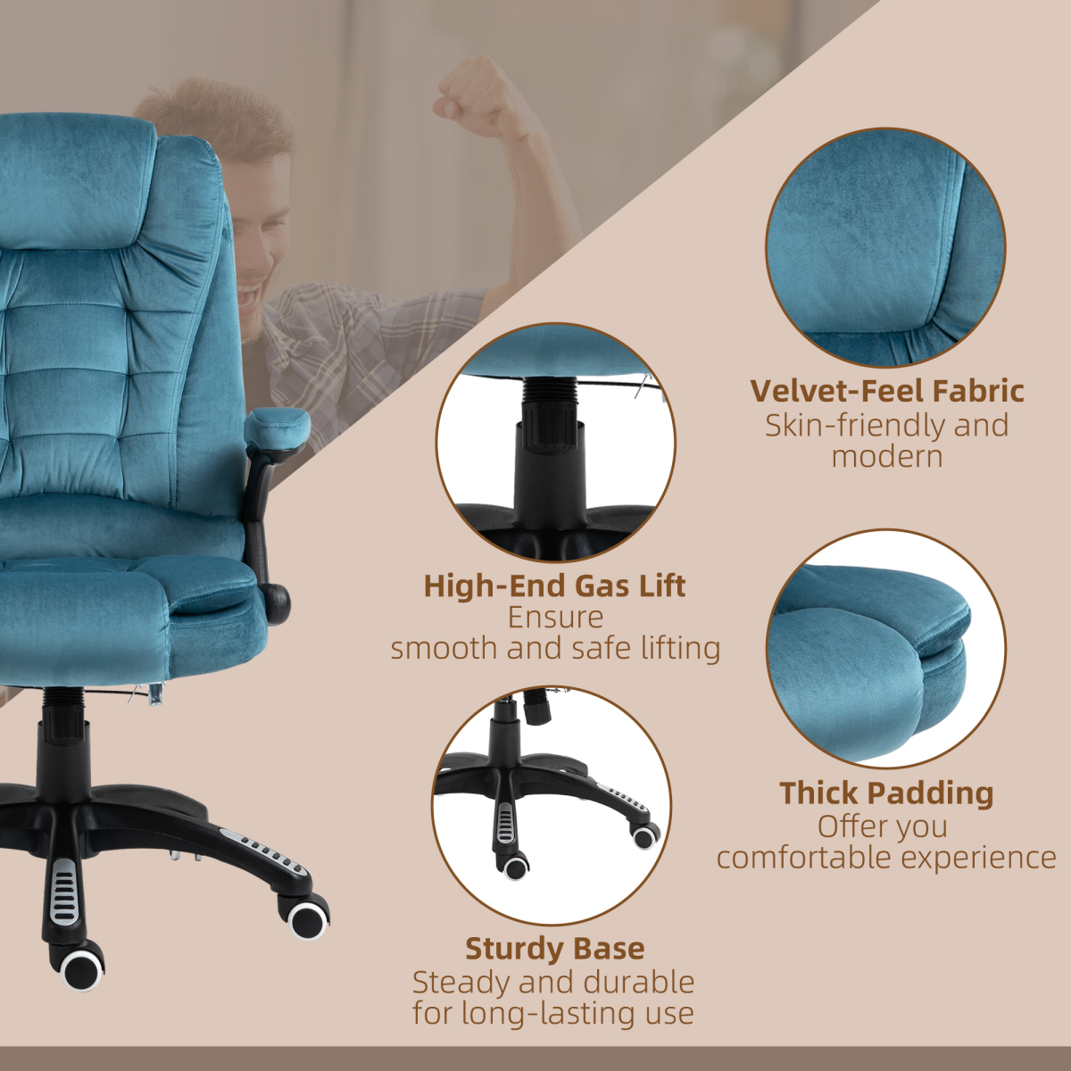 executive reclining chair w heating massage points relaxing view 9