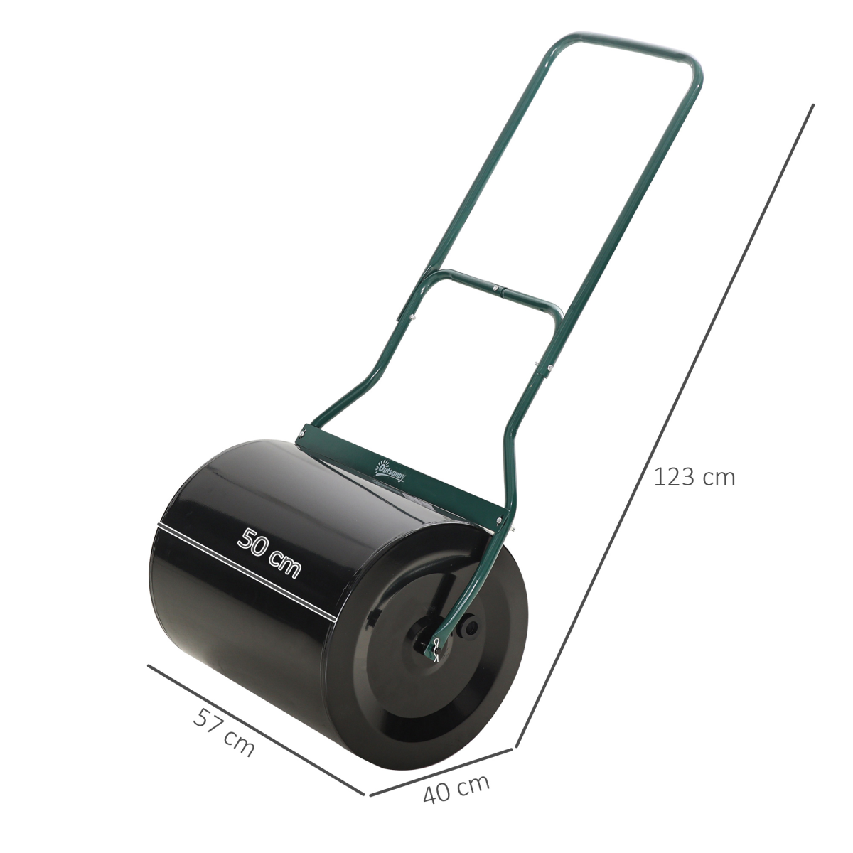 60l steel garden roller push pull w/ fillable