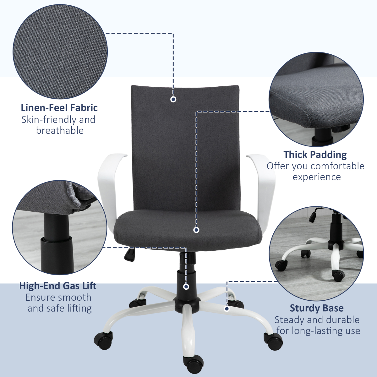 office chair linen swivel computer desk chair home view 8