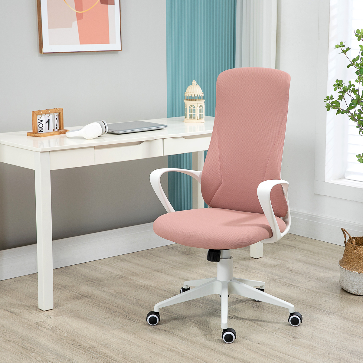 vinsetto highback home office chair height adjustable elastic view 2