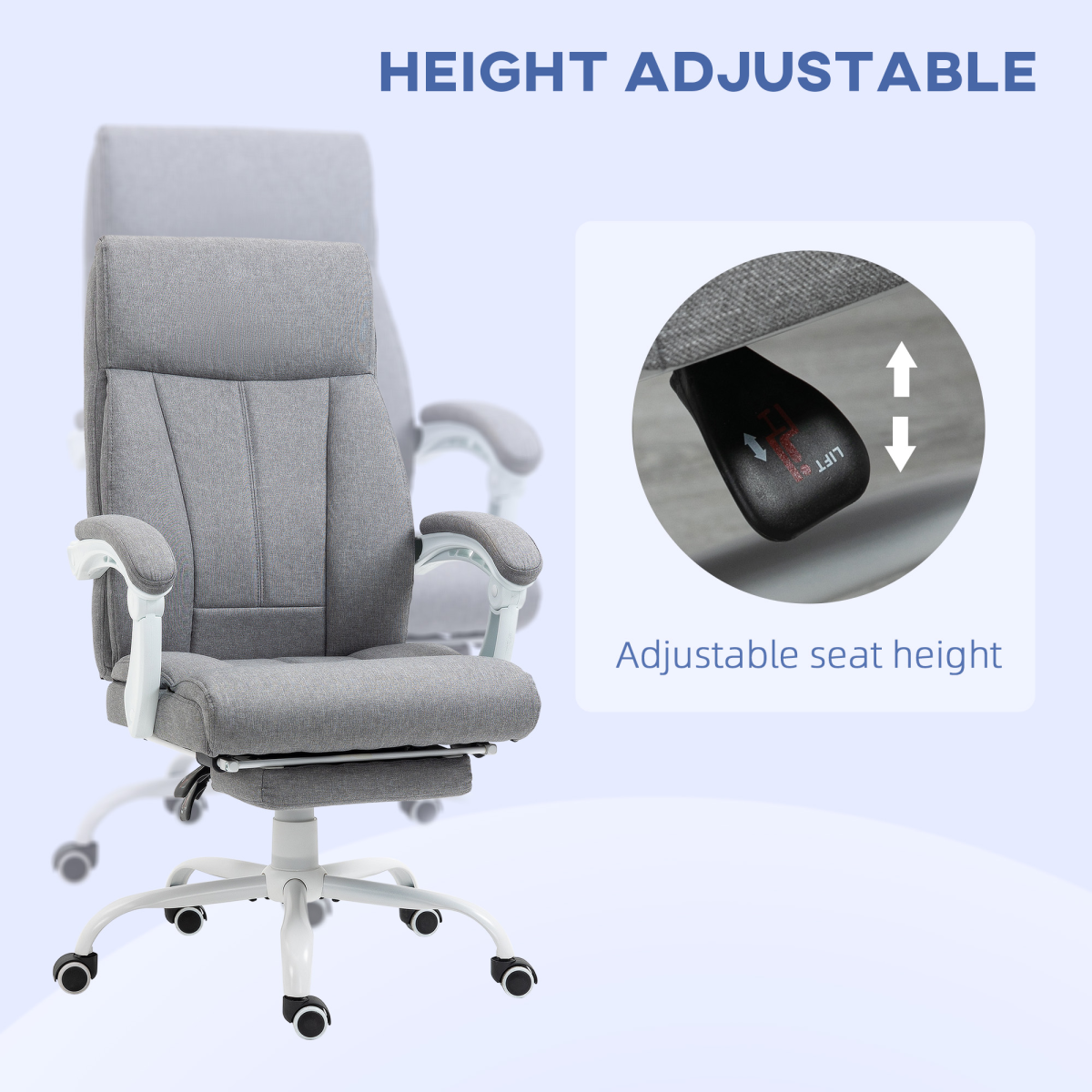 vinsetto fabric office chair for home with arm view 4