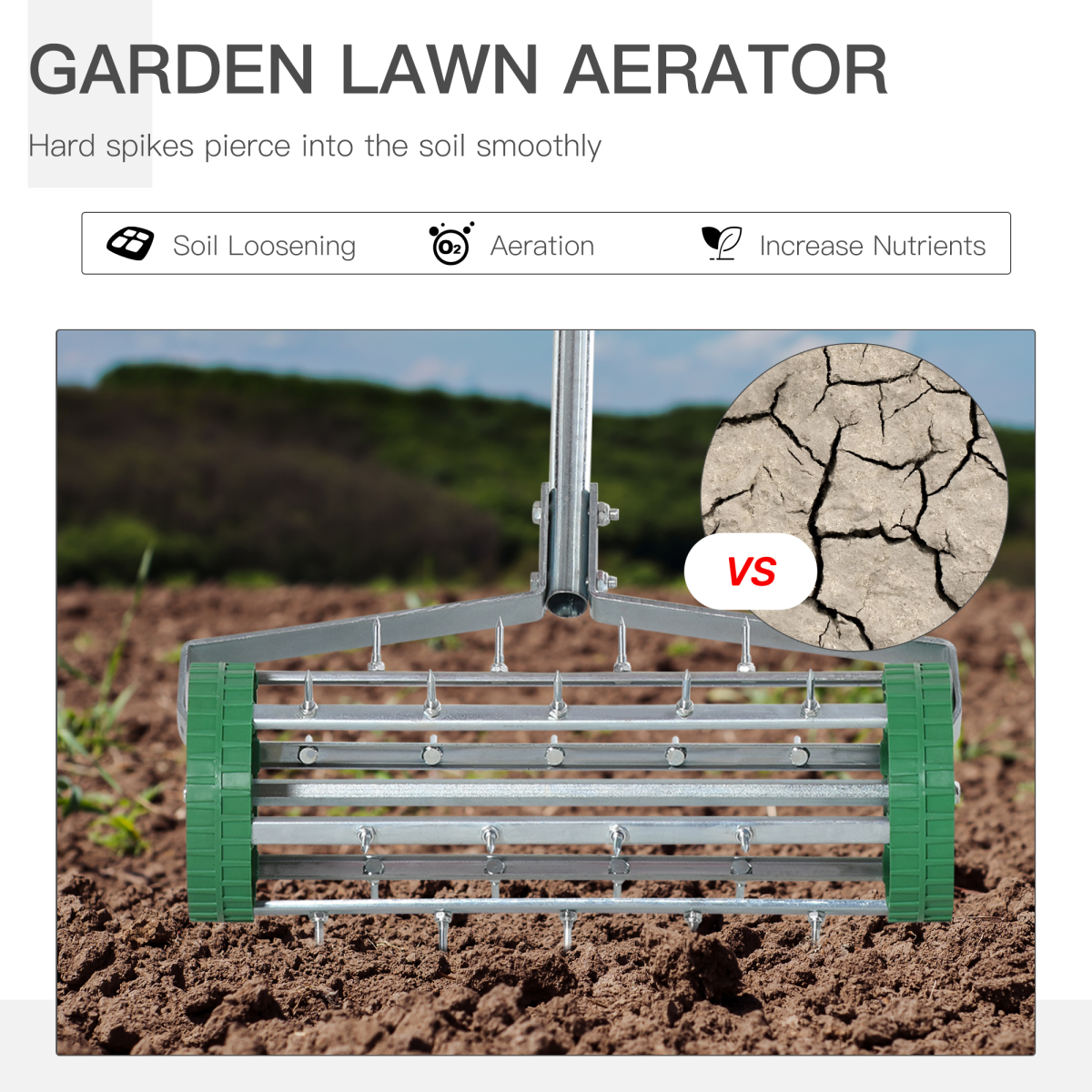 outsunny lawn aerator rollergreensilver view 4