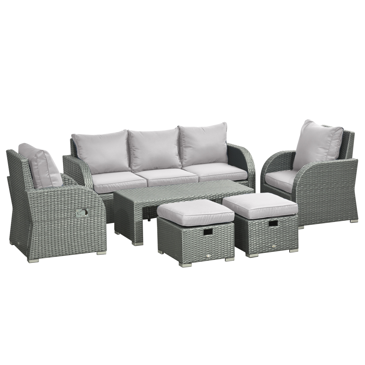 7seater outdoor garden rattan furniture set w recliners view 1