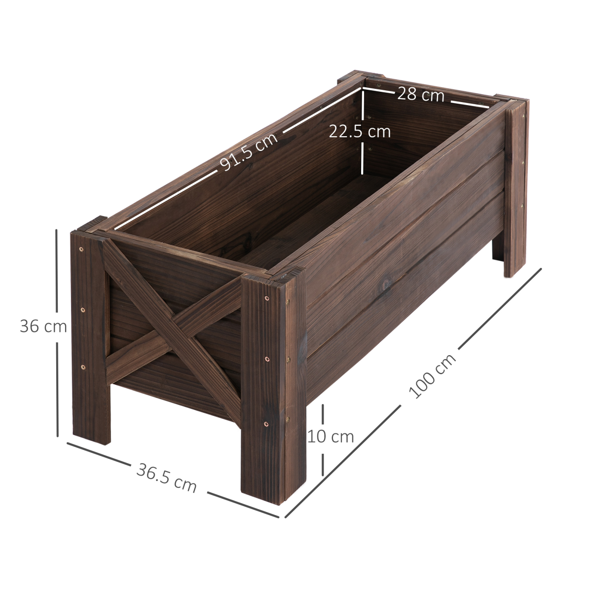 wooden garden raised bed planter grow containers pot view 3