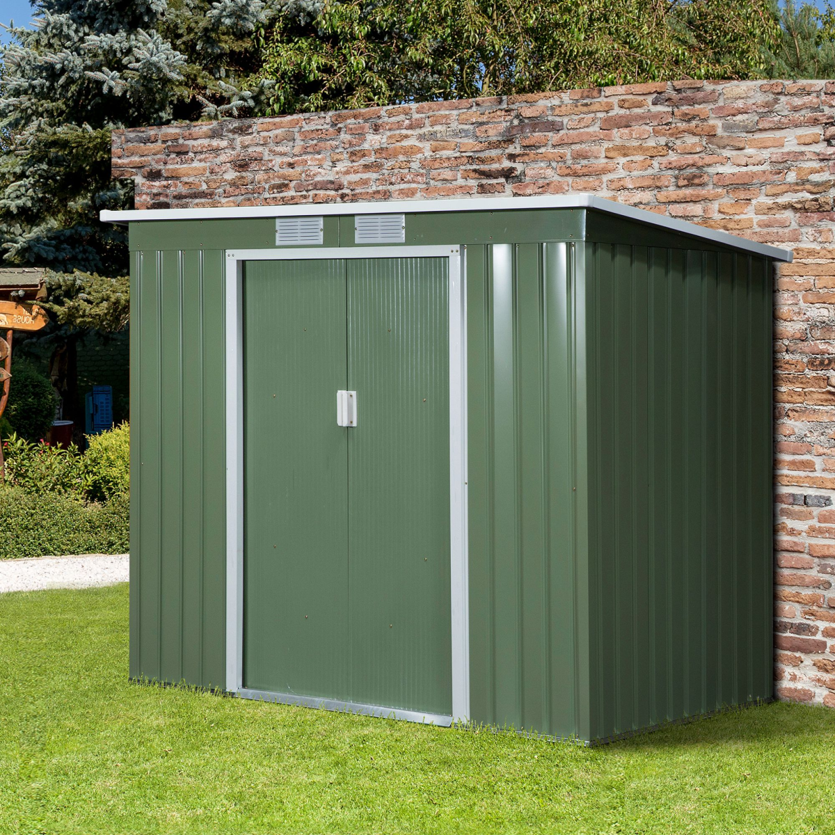 garden storage shed sloped roof outdoor equipment tool view 2