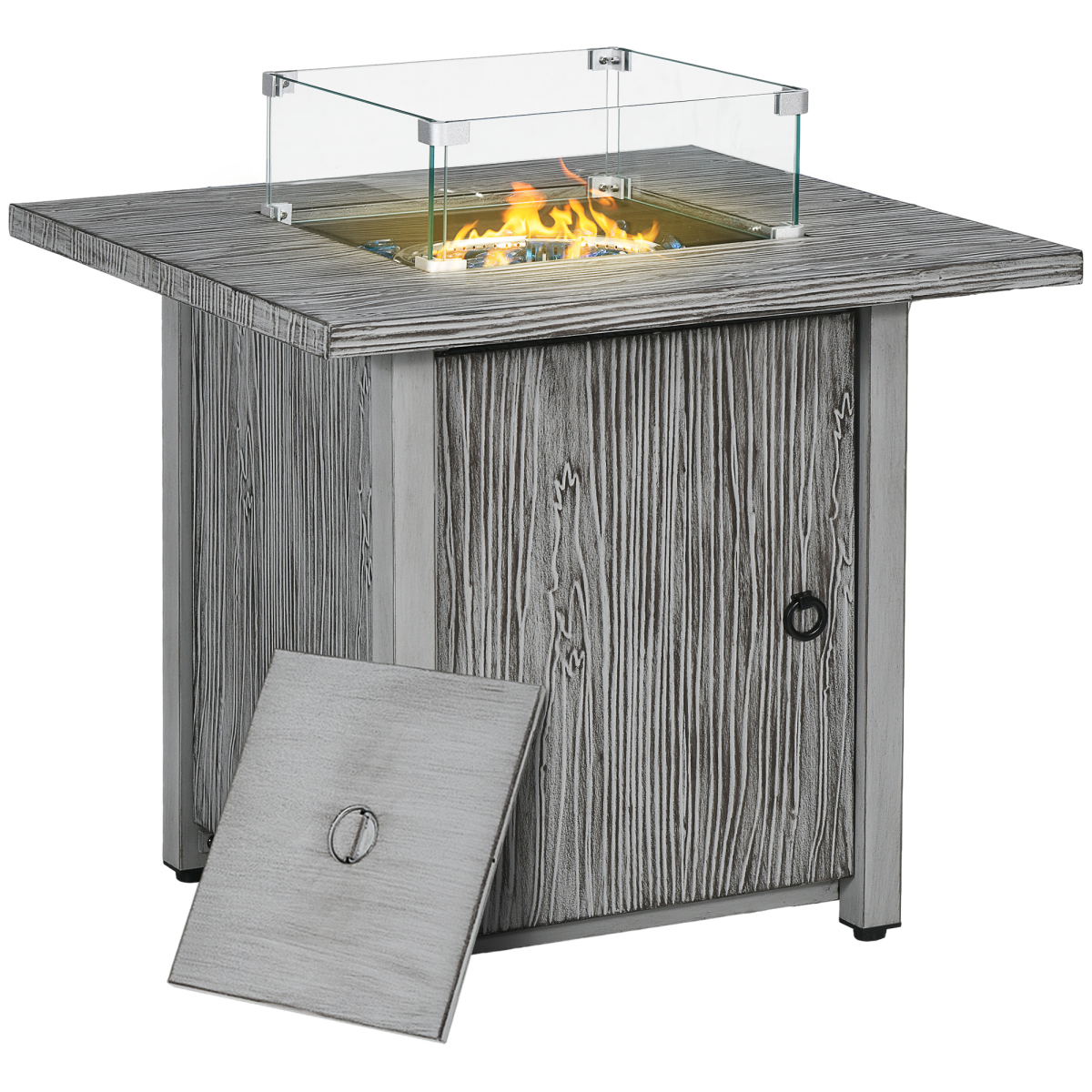 outsunny gas fire pit table with 40000 btu view 1