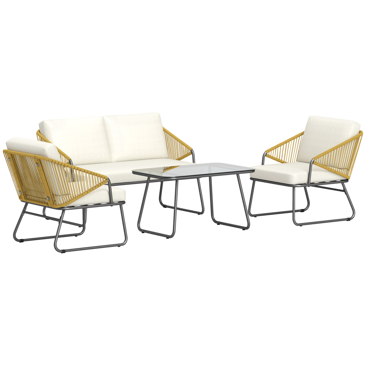 outsunny 4 piece rattan garden furniture set with view 1