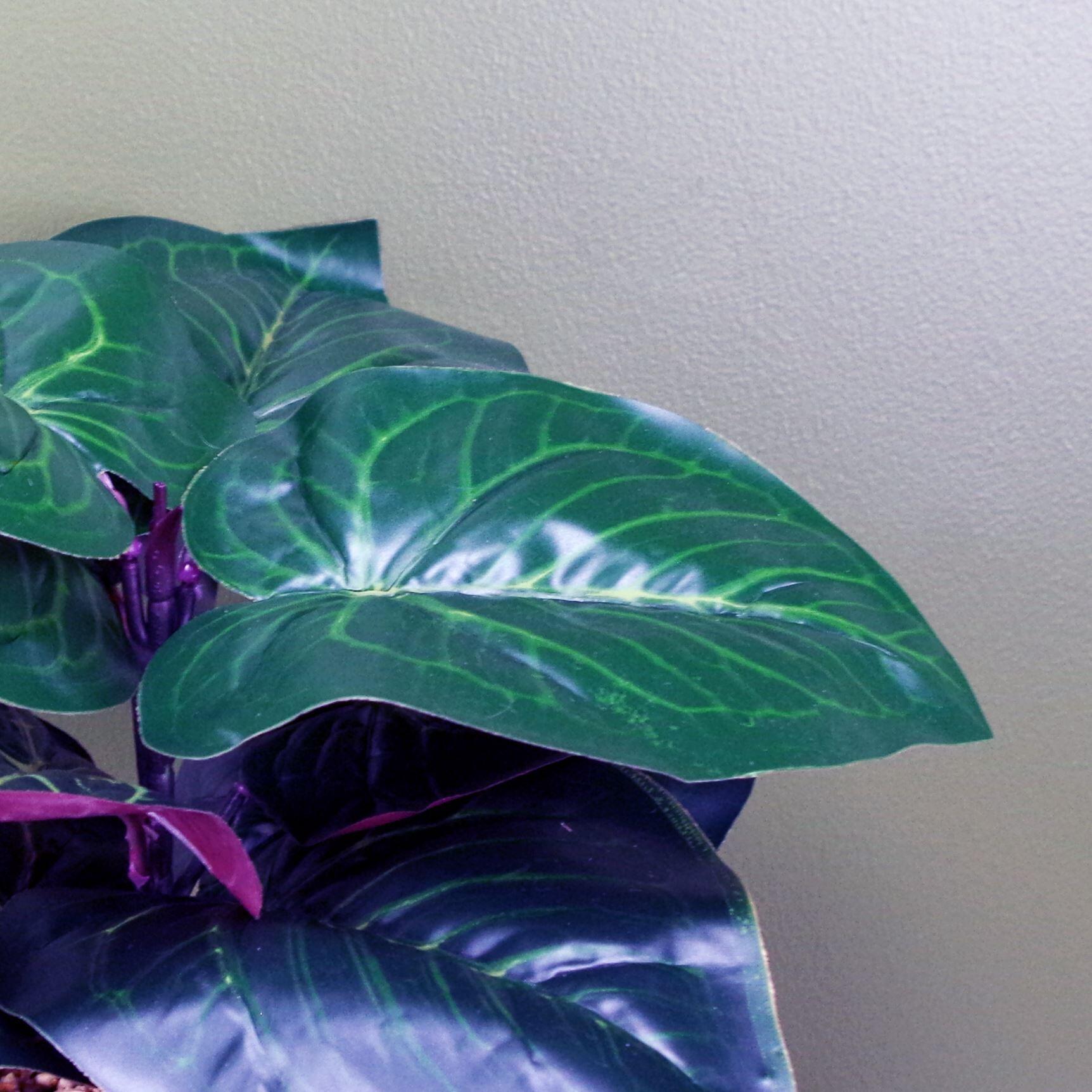35cm artificial ficus plant potted in teal blue view 2