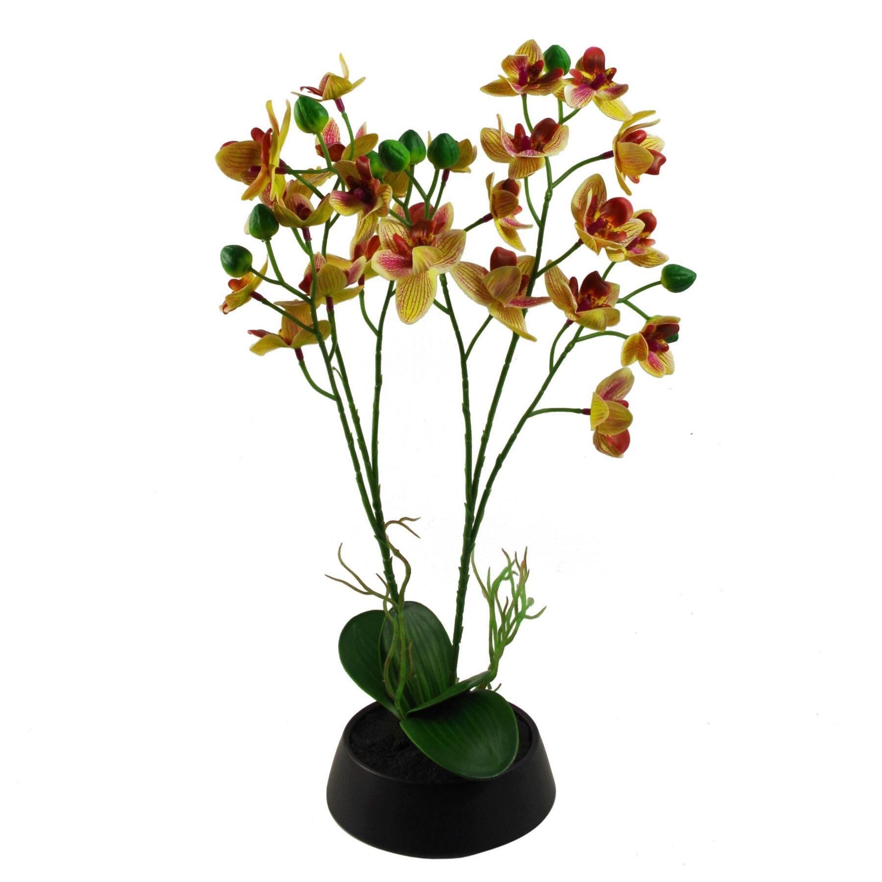 43cm pink yellow artificial orchid in ceramic planter view 1