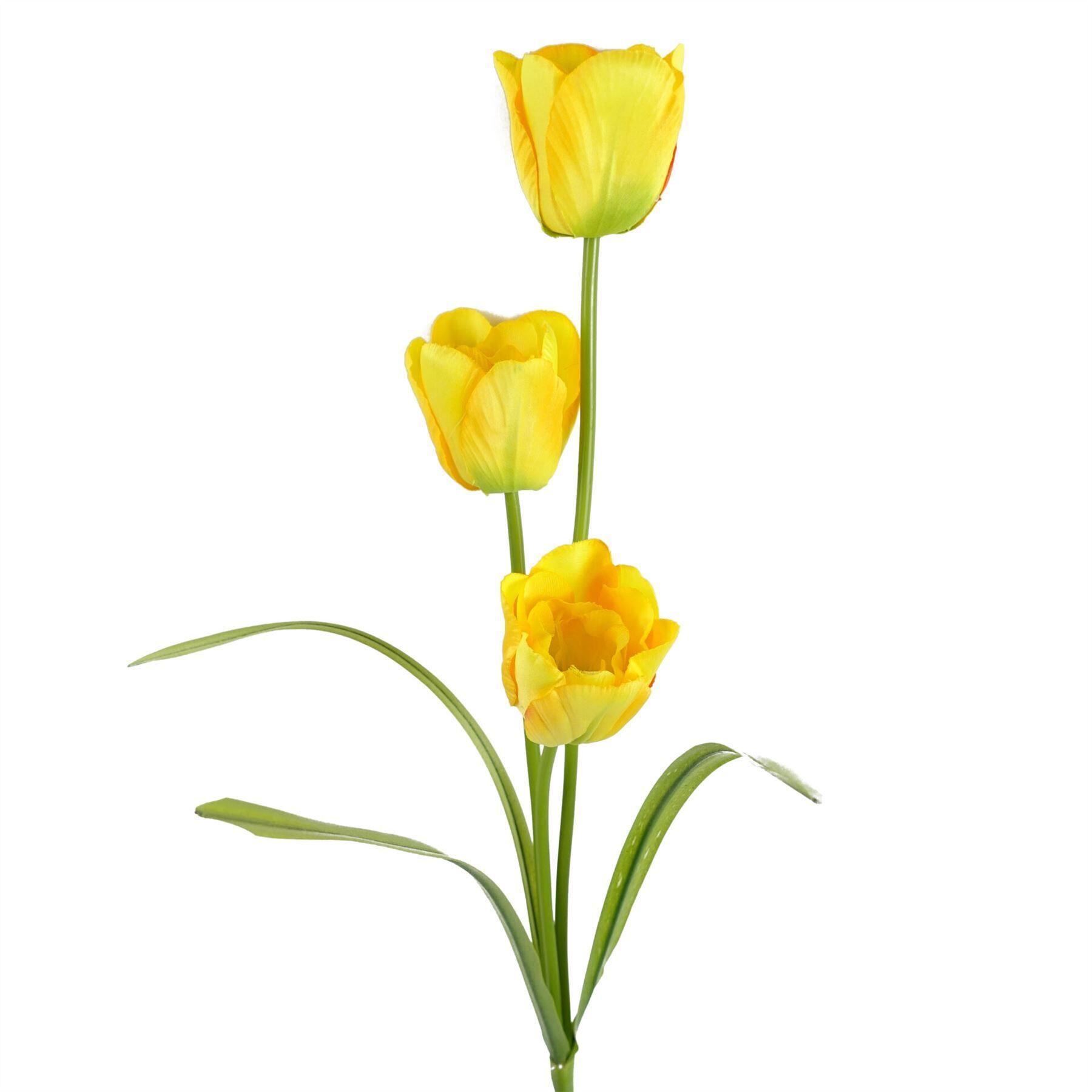 image of 80cm artificial tulip yellow stem