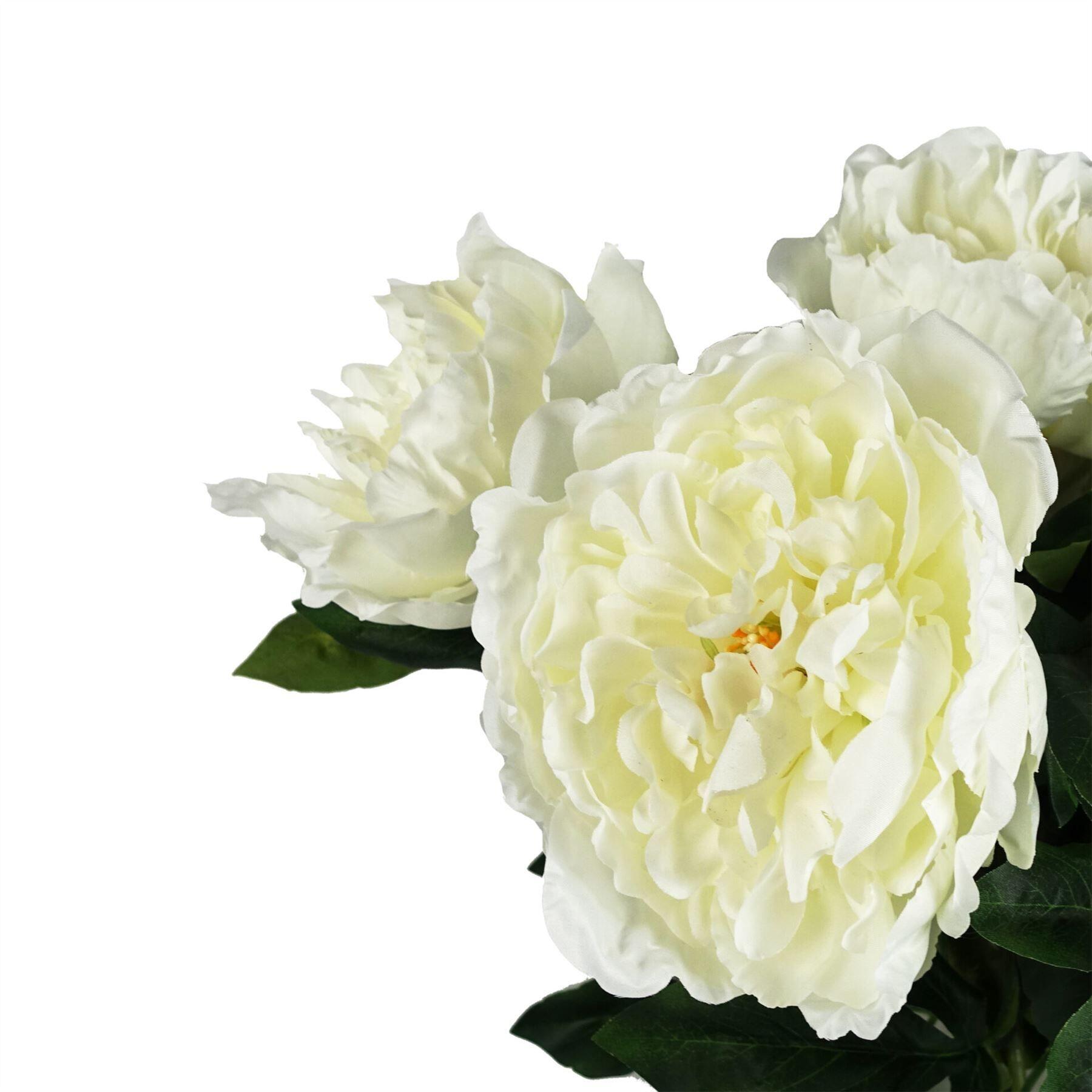 image of 80cm artificial white peony stem view 3