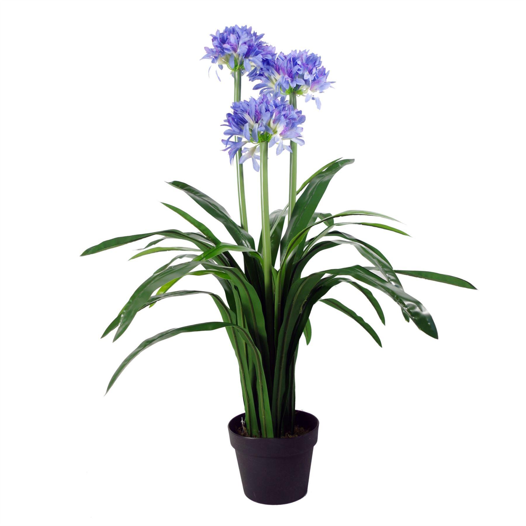 image of 90cm blue flower artificial blossom plant agapanthus with pot