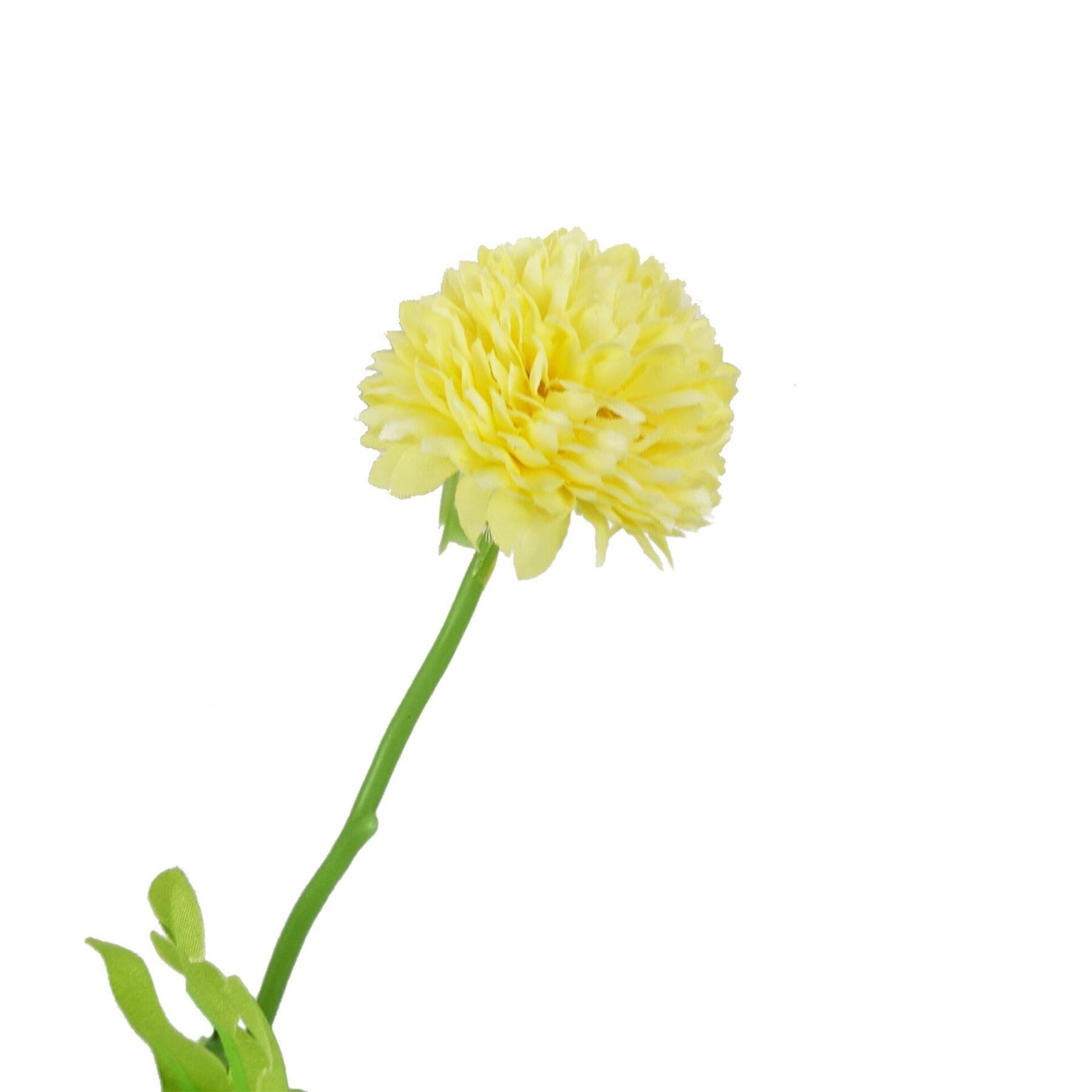 image of pack of 6 x 50cm dahlia pompom yellow artificial stem view 1