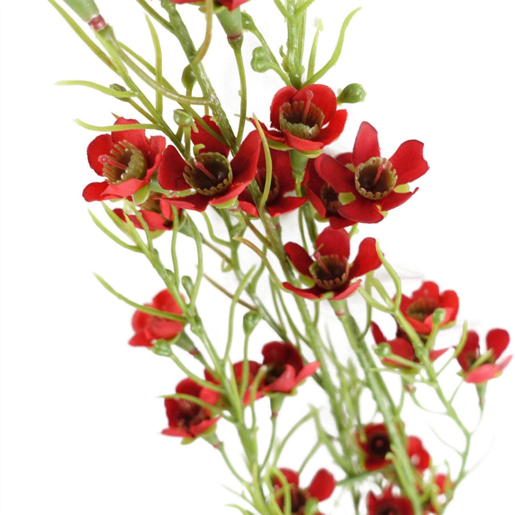 image of pack of 6 x 100cm artificial foliage stem with small flowers  red view 5