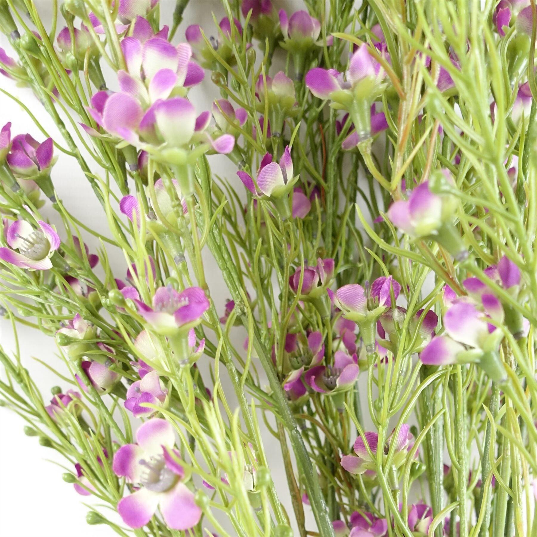 image of pack of 6 x 100cm artificial foliage stem with small flowers  purple view 5
