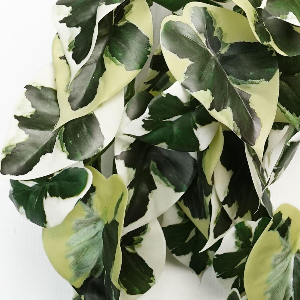 image of 40cm artificial trailing variegated marble pothos plant view 1