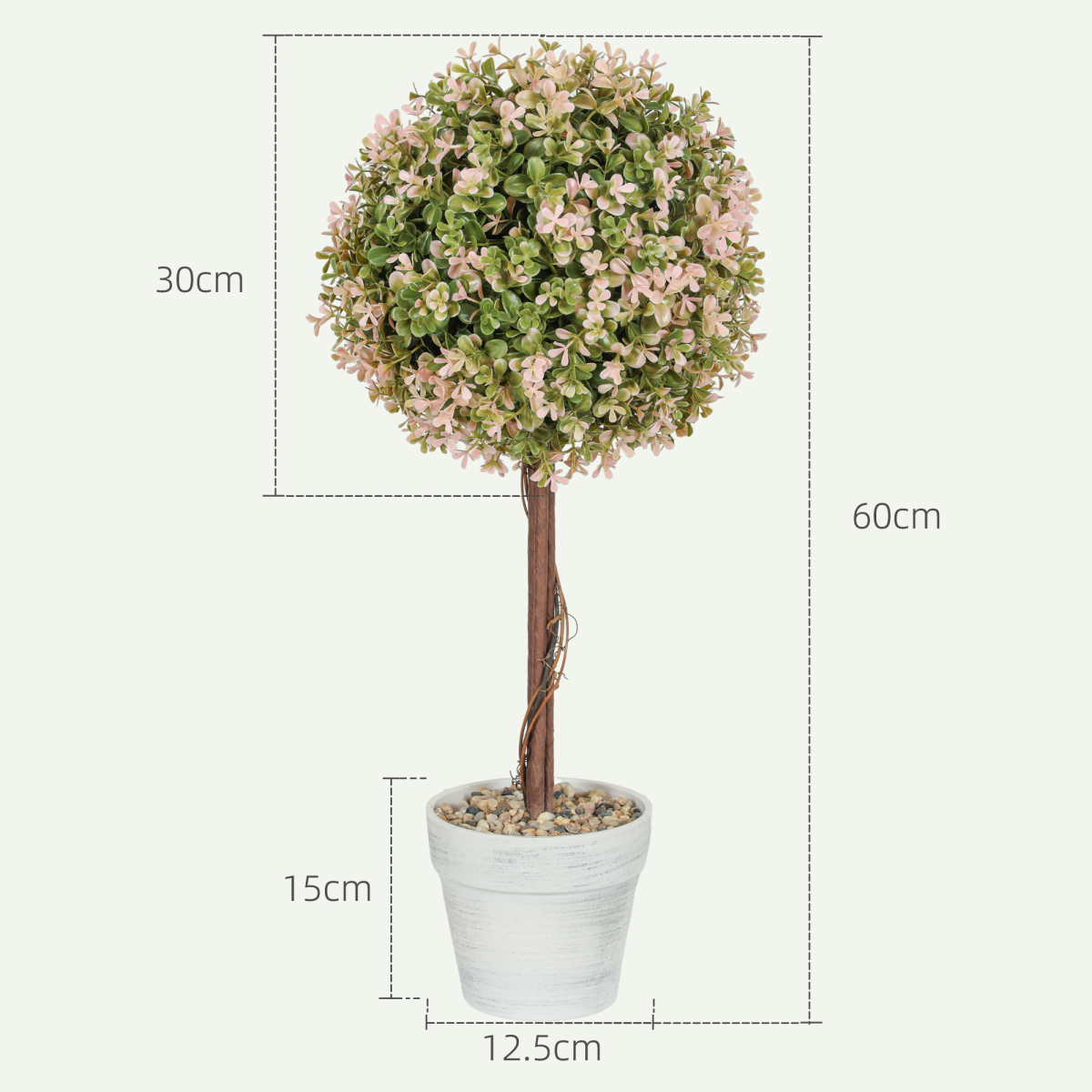 image of set of 2 decorative artificial plants, cream white view 2