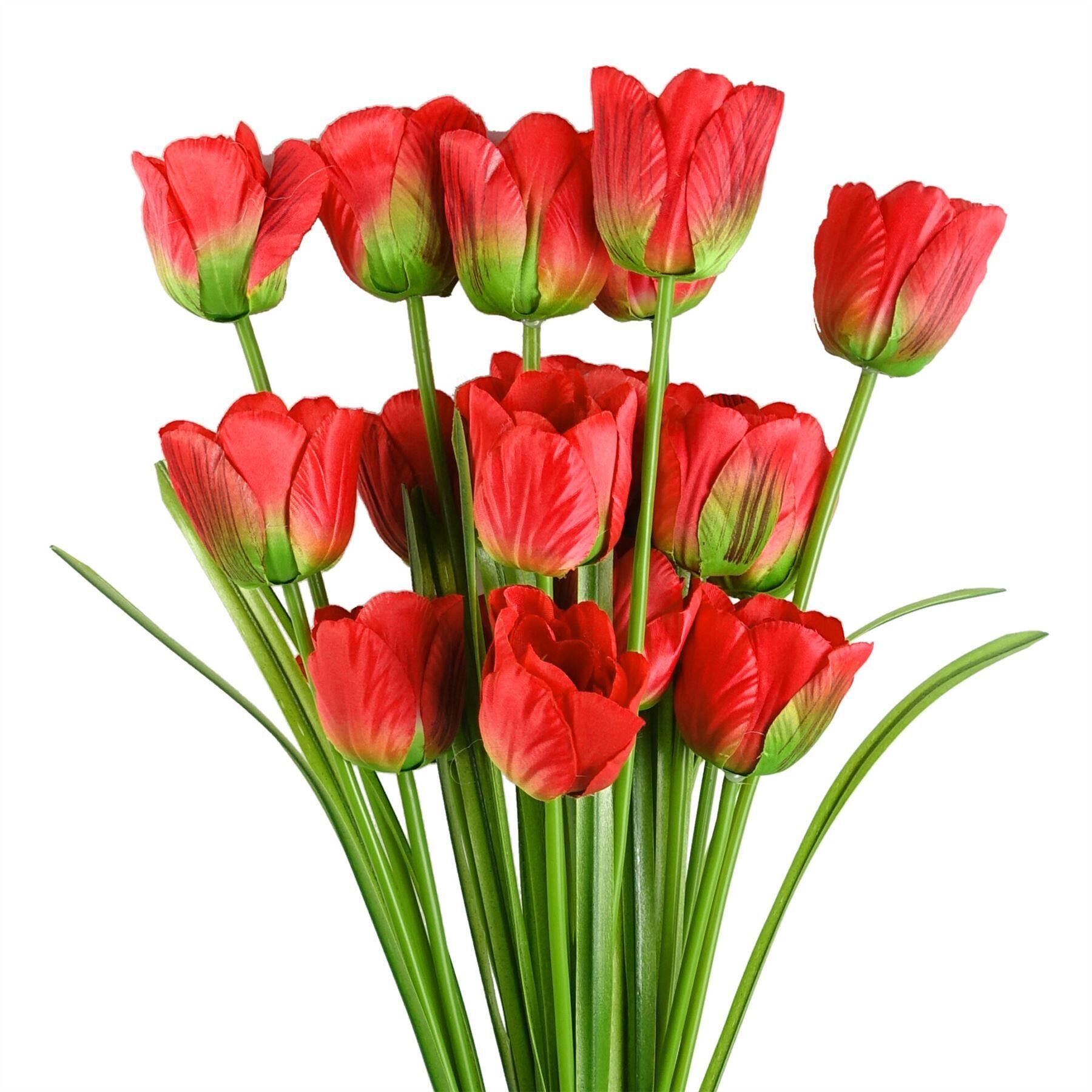 image of pack of 6 x 80cm artificial tulip red stem