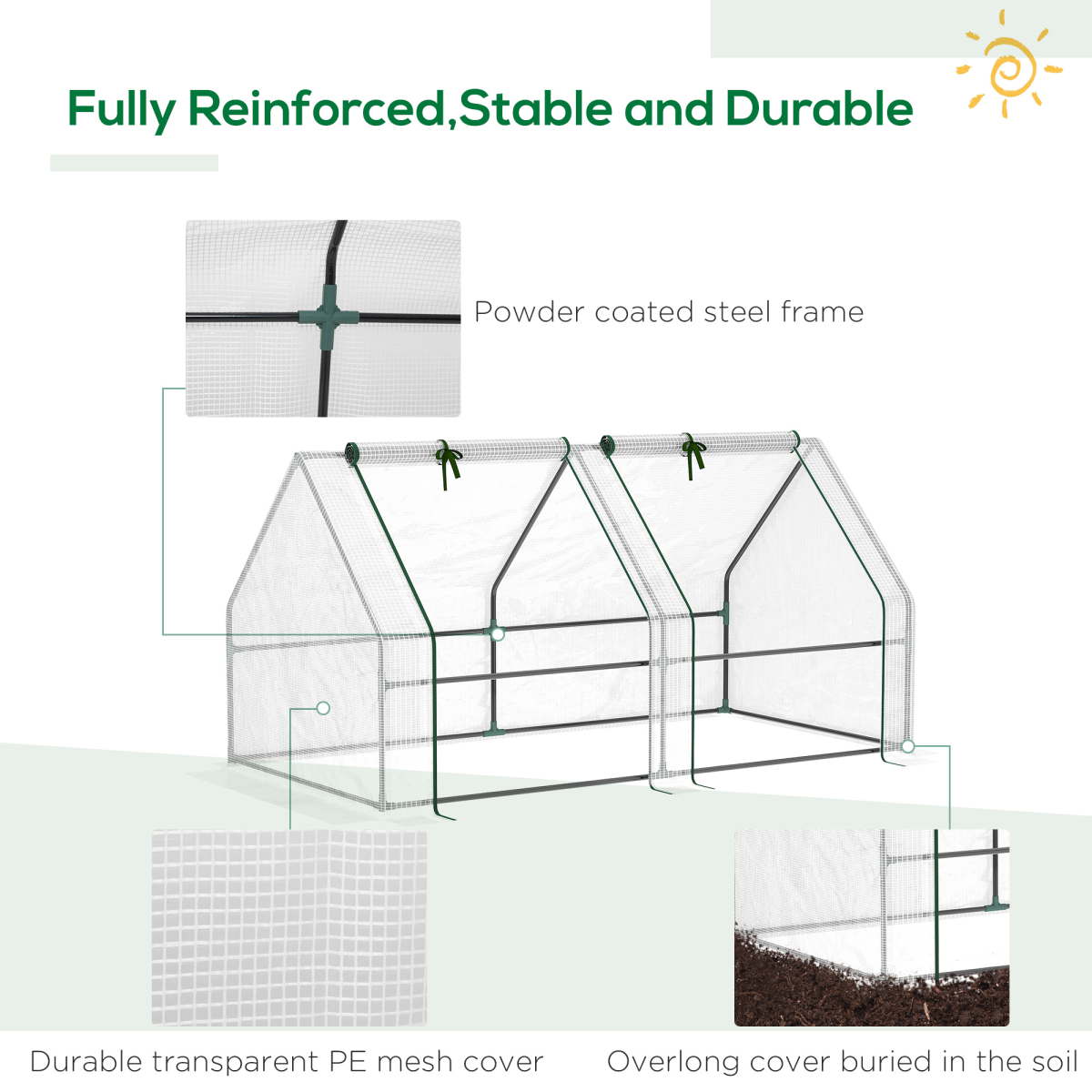 product image showing mini small greenhouse poly tunnel steeple for plants vegetables white in use