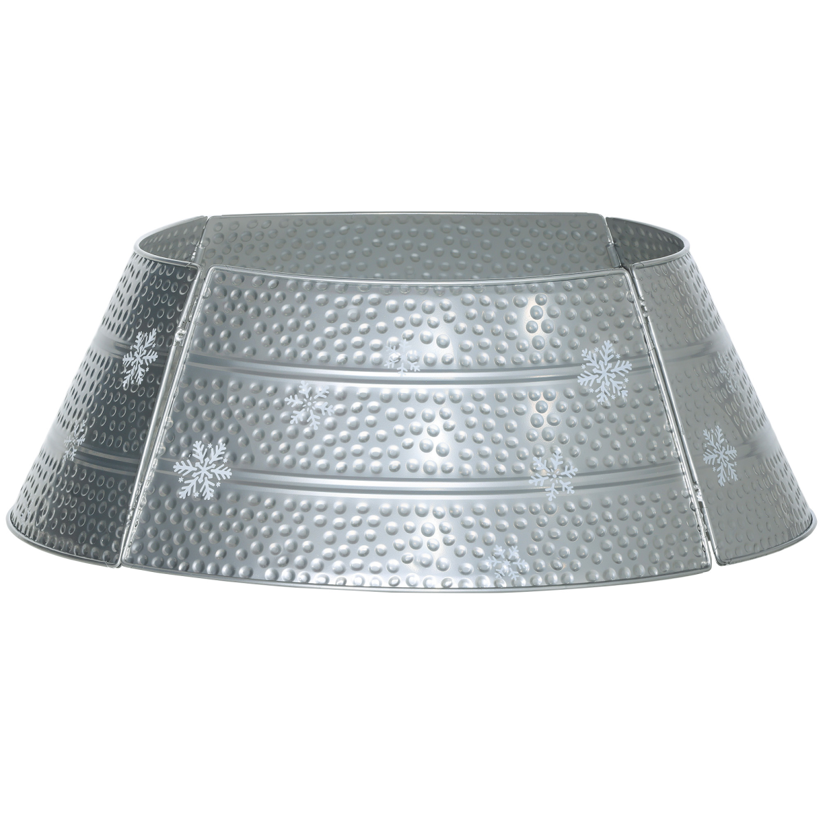 image showing homcom 66cm christmas tree collar with hollow snowflake patterns silver